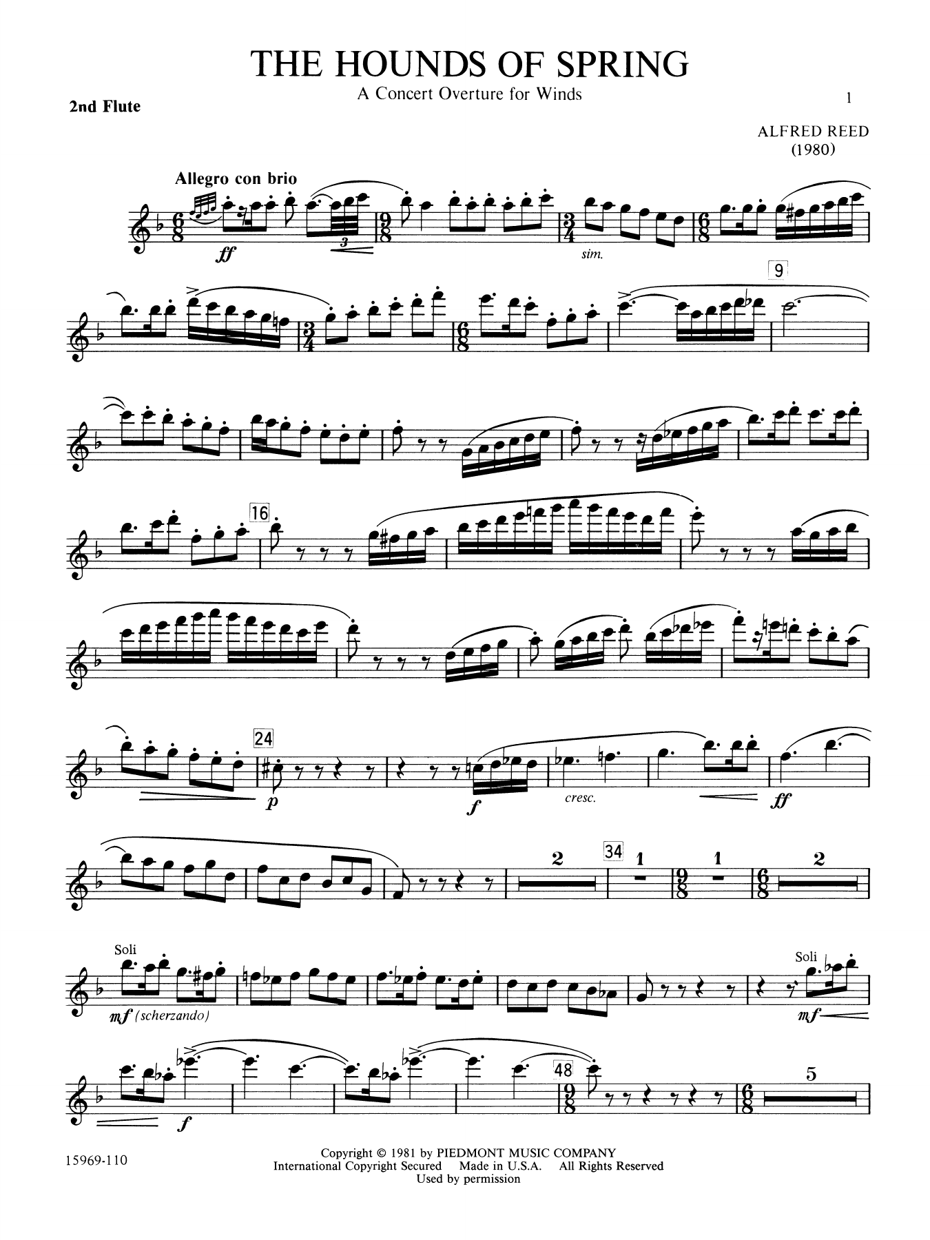 The Hounds of Spring - Flute 1