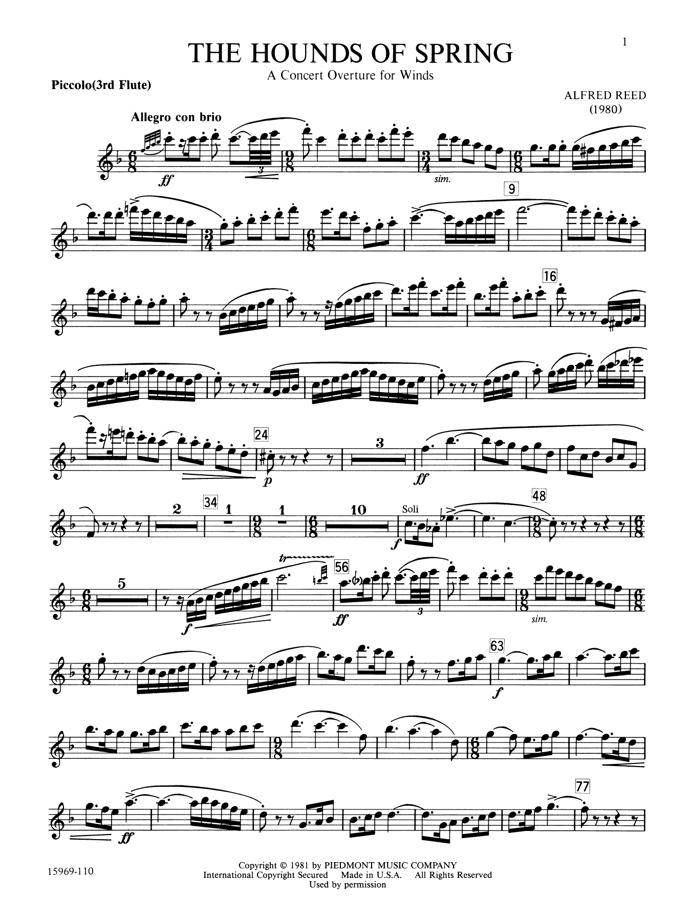 The Hounds of Spring - Flute 2