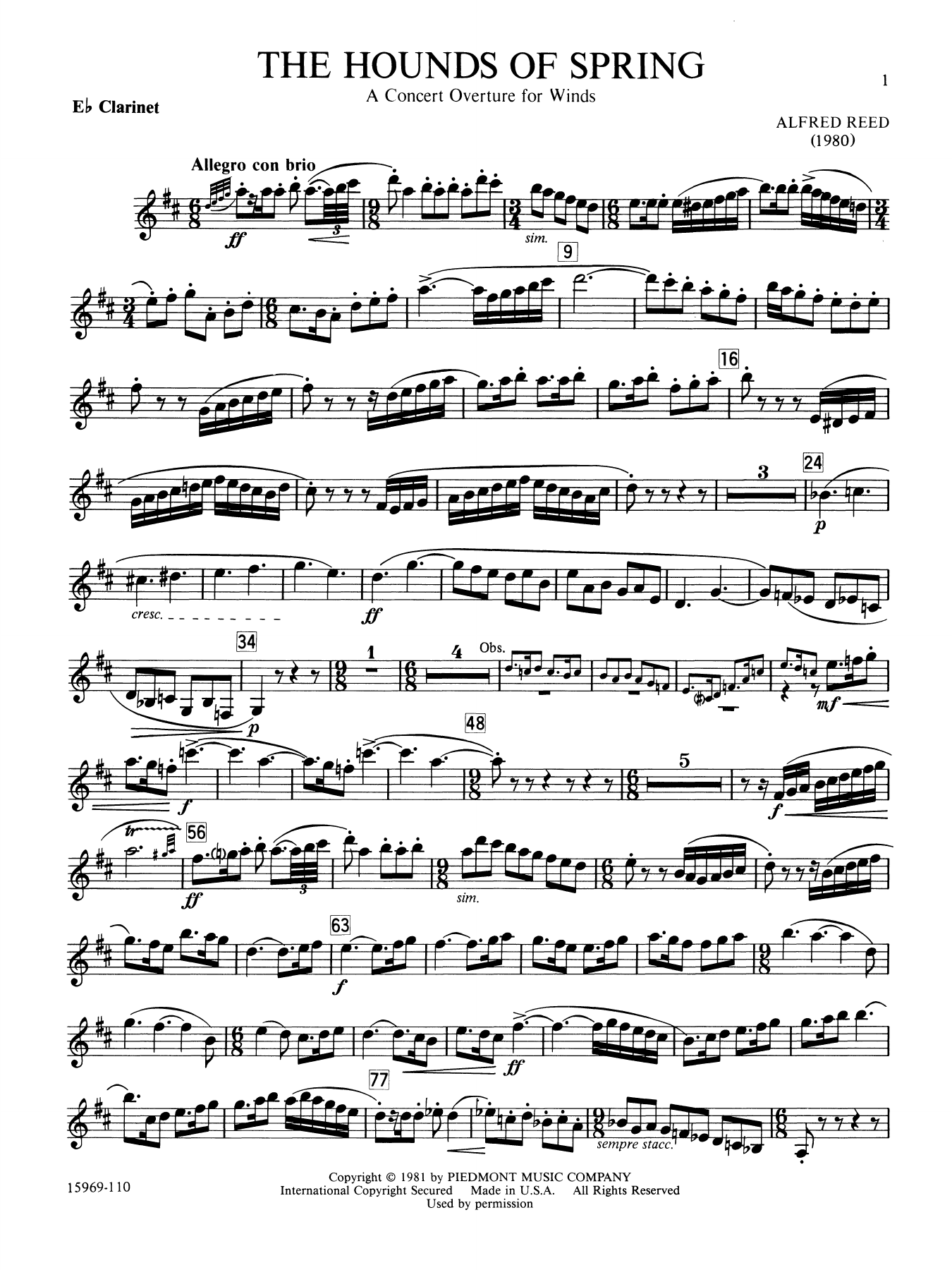The Hounds of Spring - Bb Clarinet 3