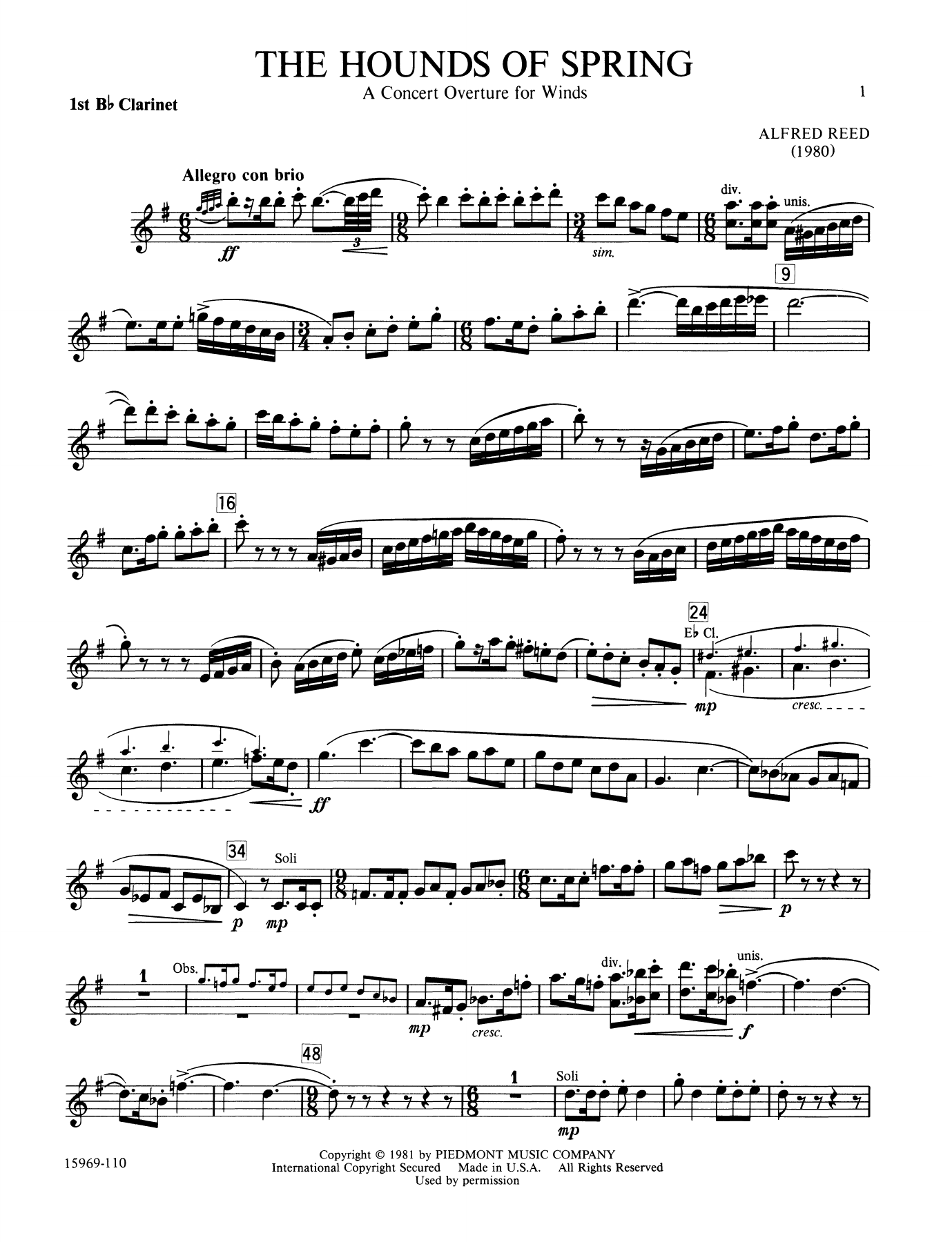The Hounds of Spring - Eb Alto Clarinet