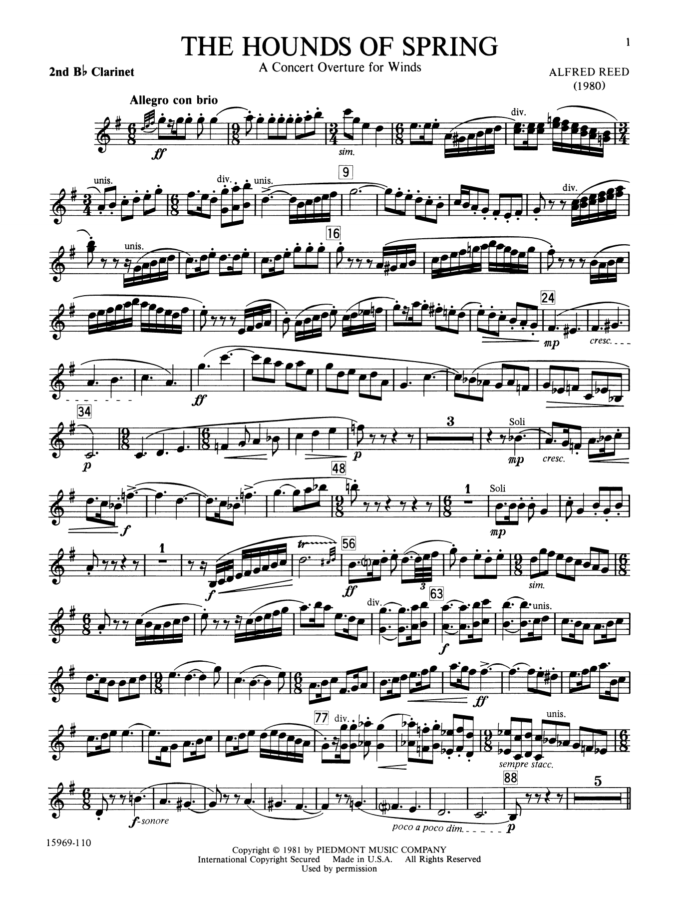 The Hounds of Spring - Bb Bass Clarinet