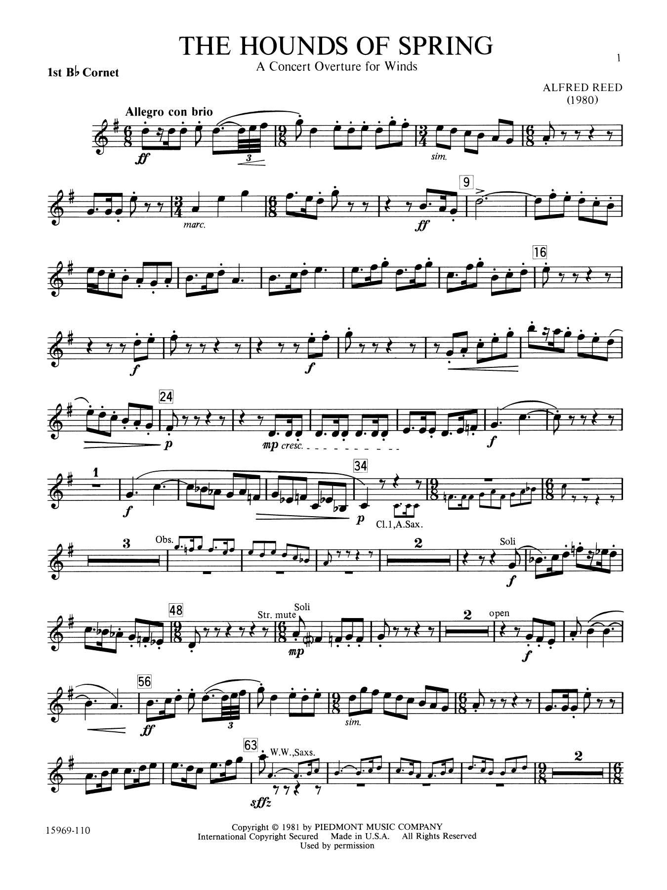 The Hounds of Spring - 1st Bb Cornet 1