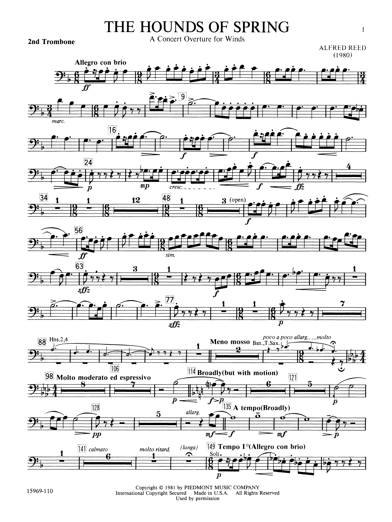 The Hounds of Spring - 2nd Trombone
