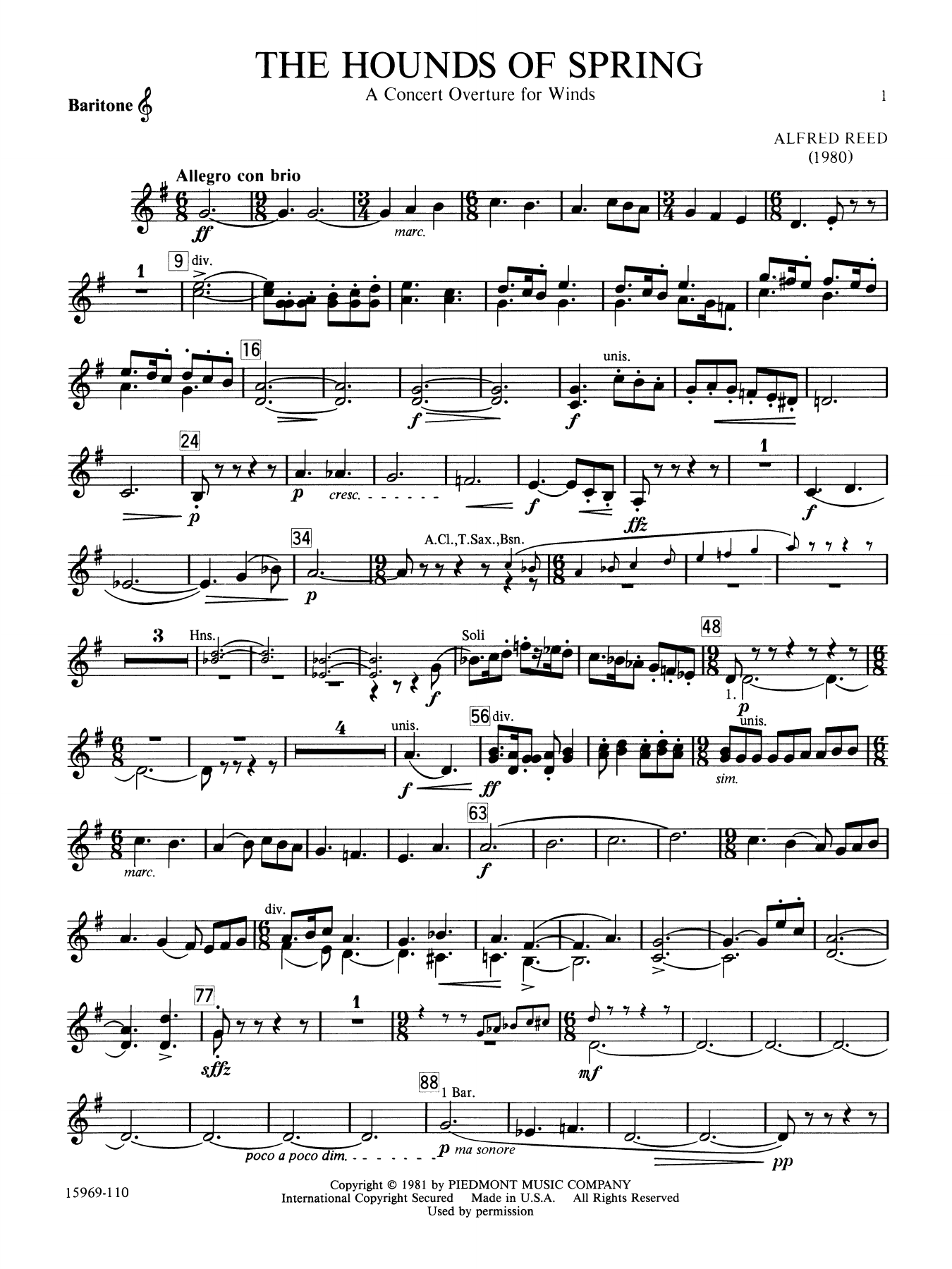The Hounds of Spring - Baritone B.C.