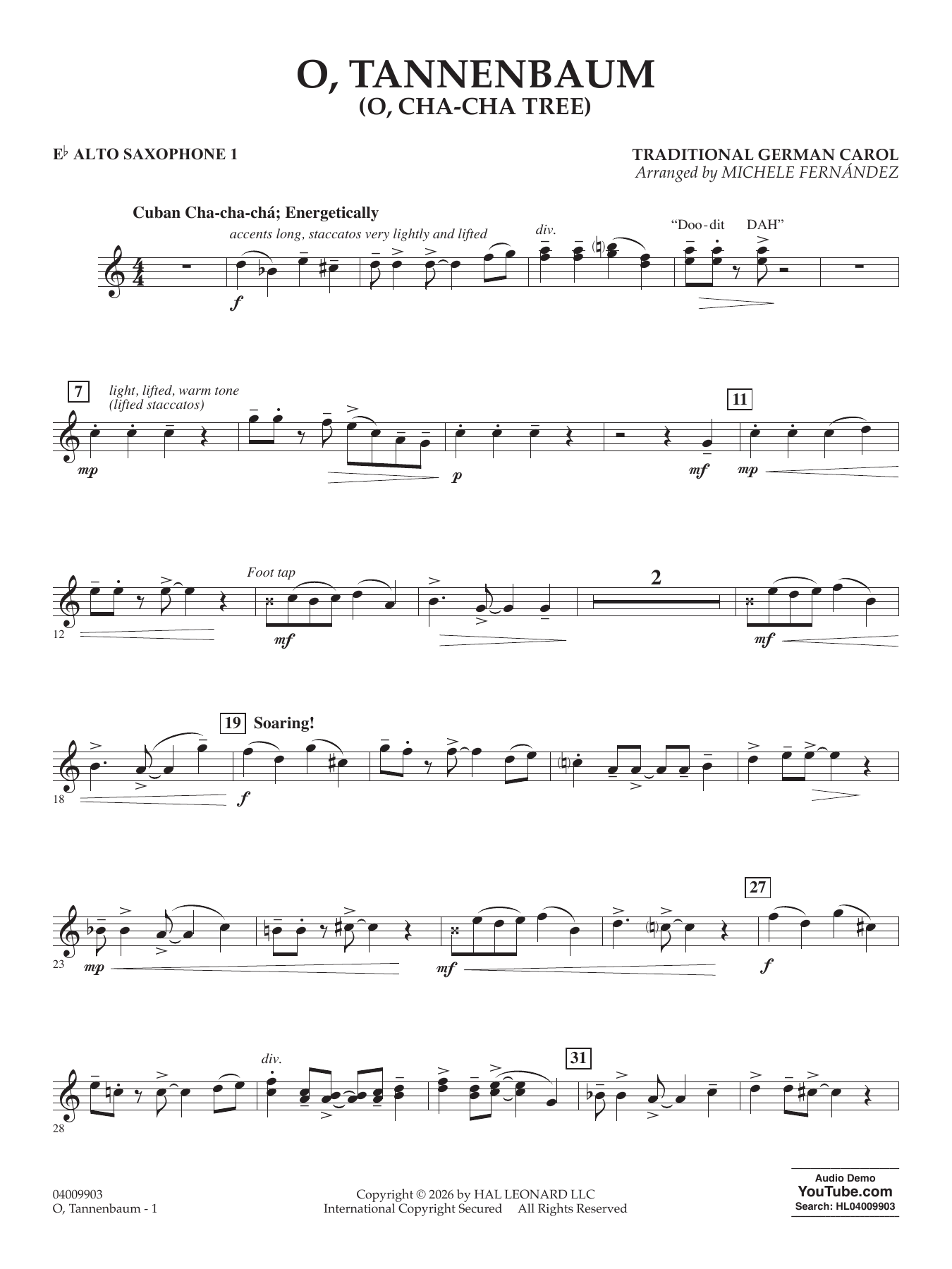 O' Tannenbaum (o' Cha-cha Tree) - Eb Alto Saxophone 1