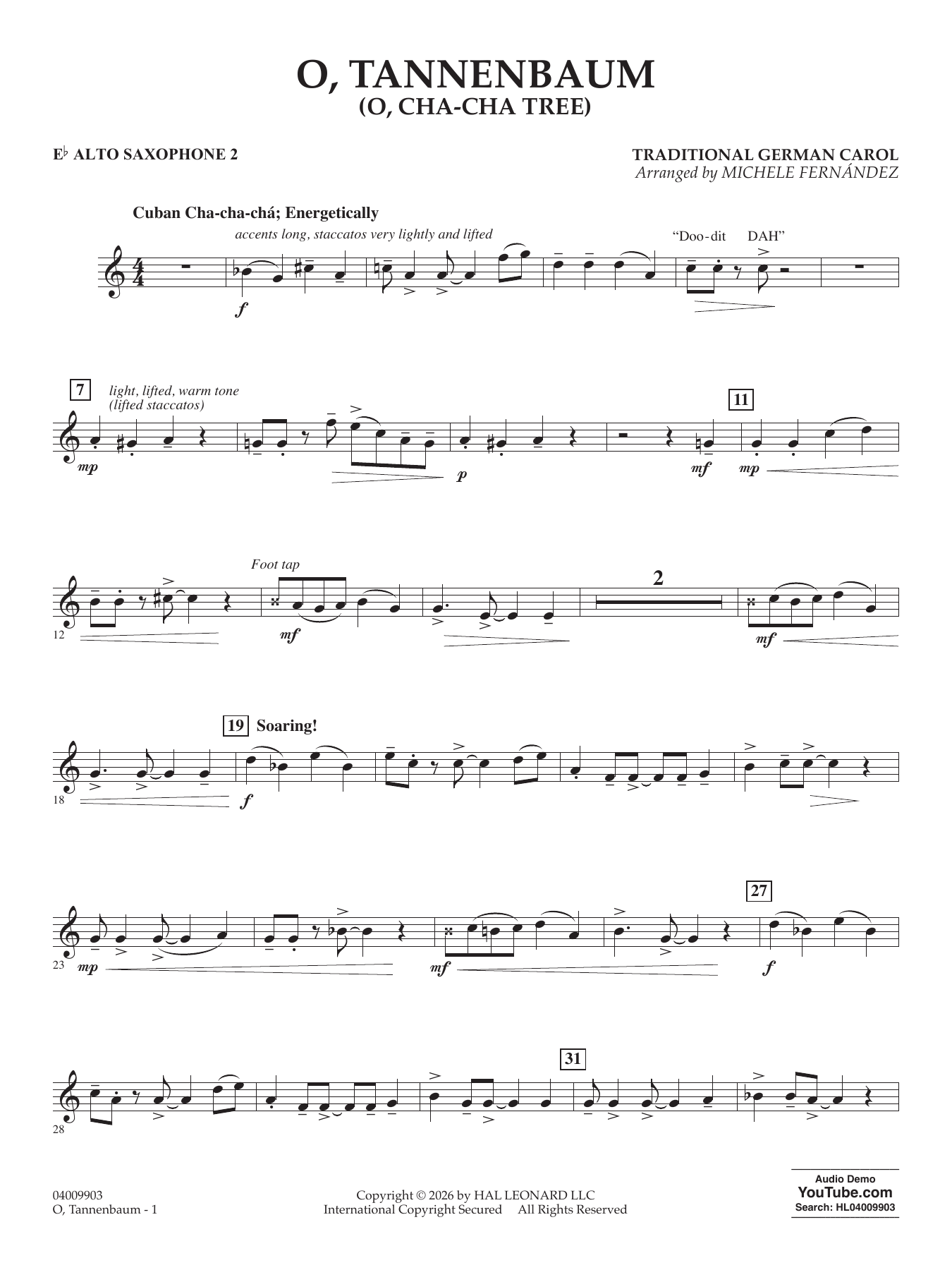 O' Tannenbaum (o' Cha-cha Tree) - Eb Alto Saxophone 2