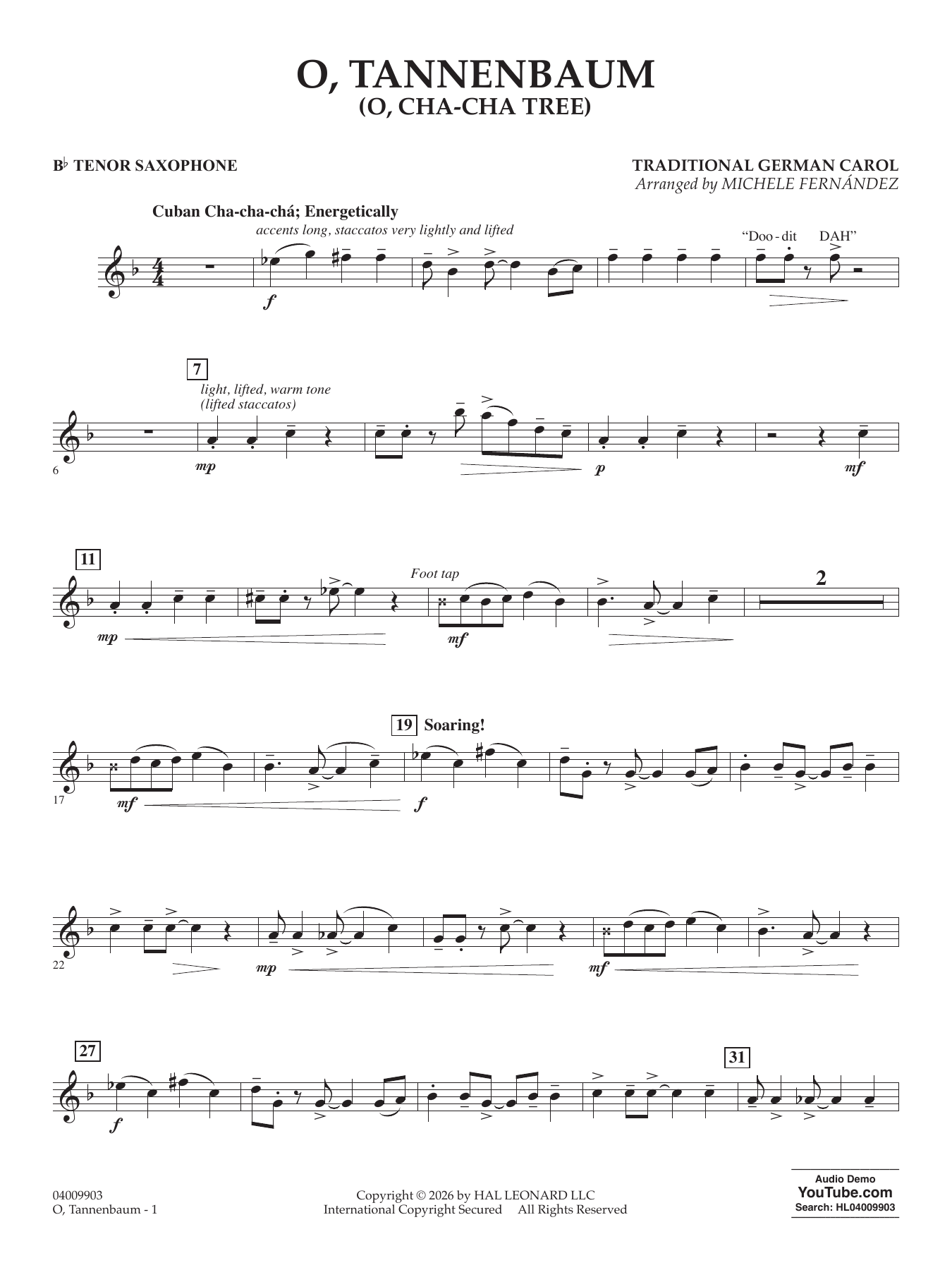 O' Tannenbaum (o' Cha-cha Tree) - Bb Tenor Saxophone