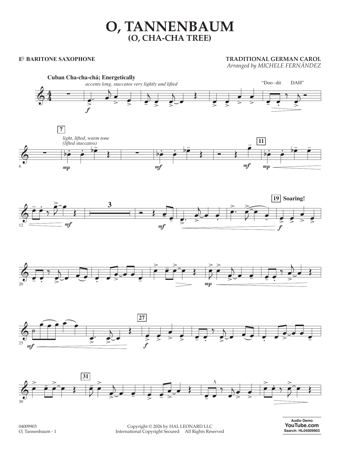 O' Tannenbaum (o' Cha-cha Tree) - Eb Baritone Saxophone