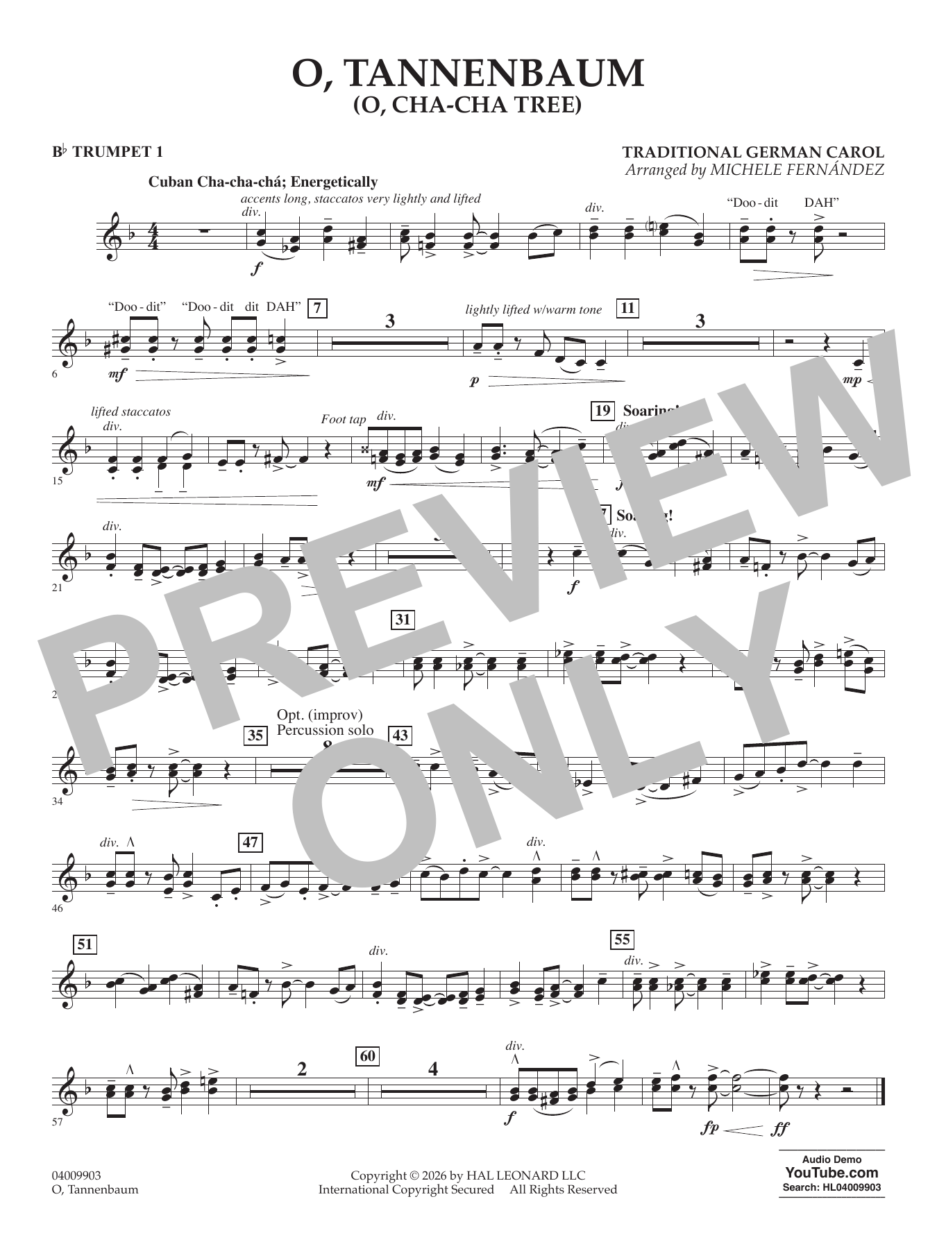 O' Tannenbaum (o' Cha-cha Tree) - Bb Trumpet 1