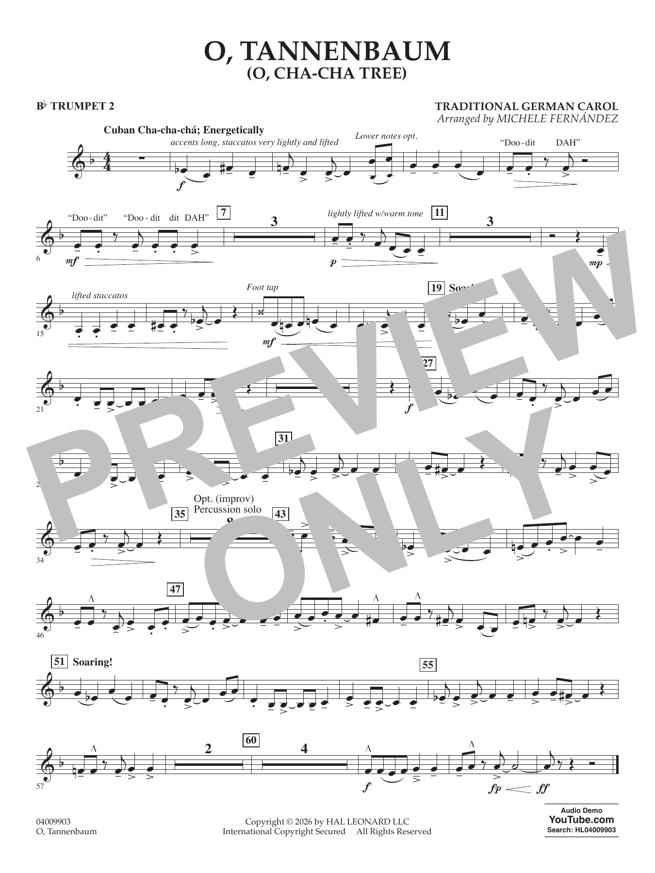 O' Tannenbaum (o' Cha-cha Tree) - Bb Trumpet 2