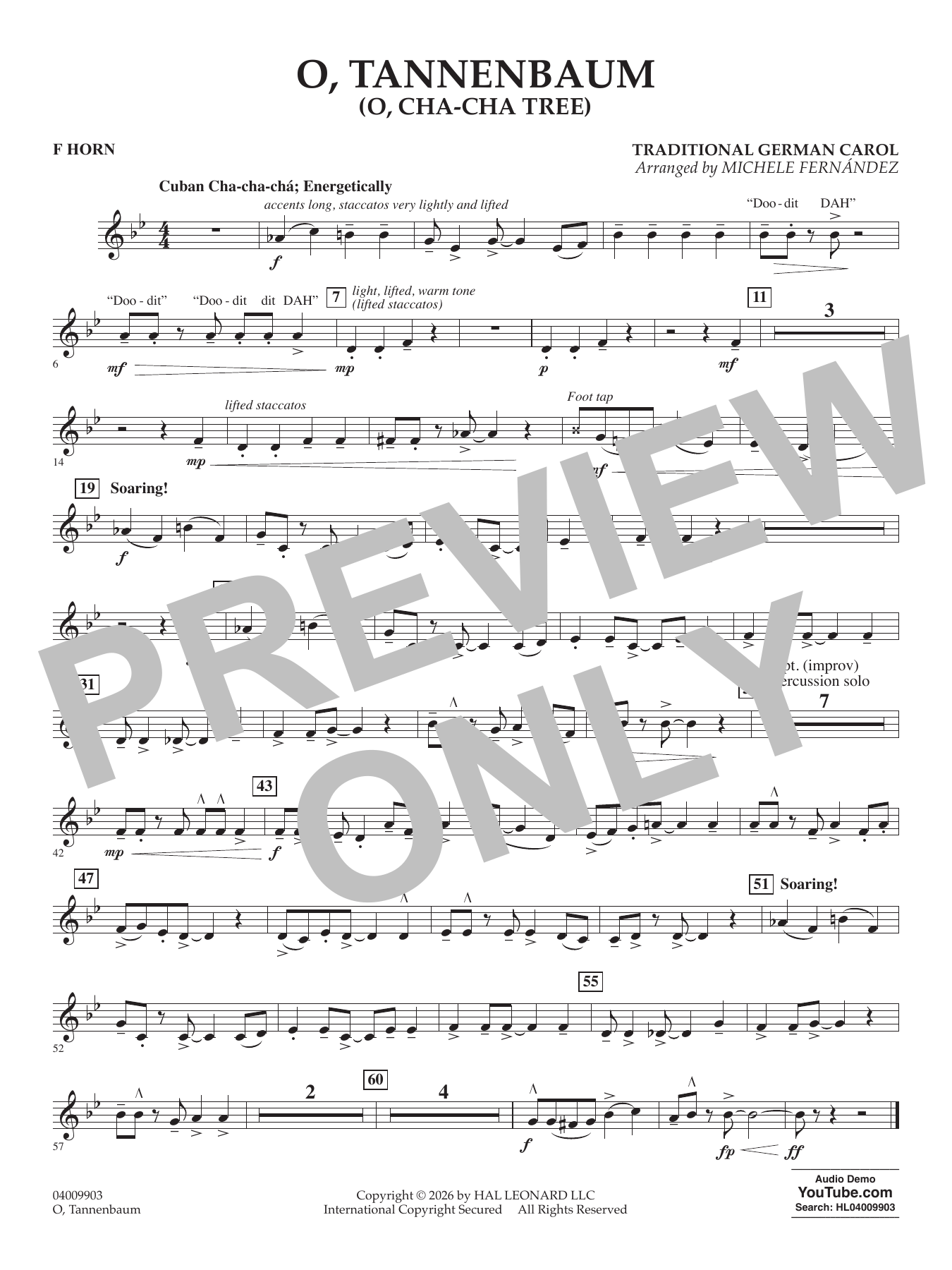 O' Tannenbaum (o' Cha-cha Tree) - F Horn