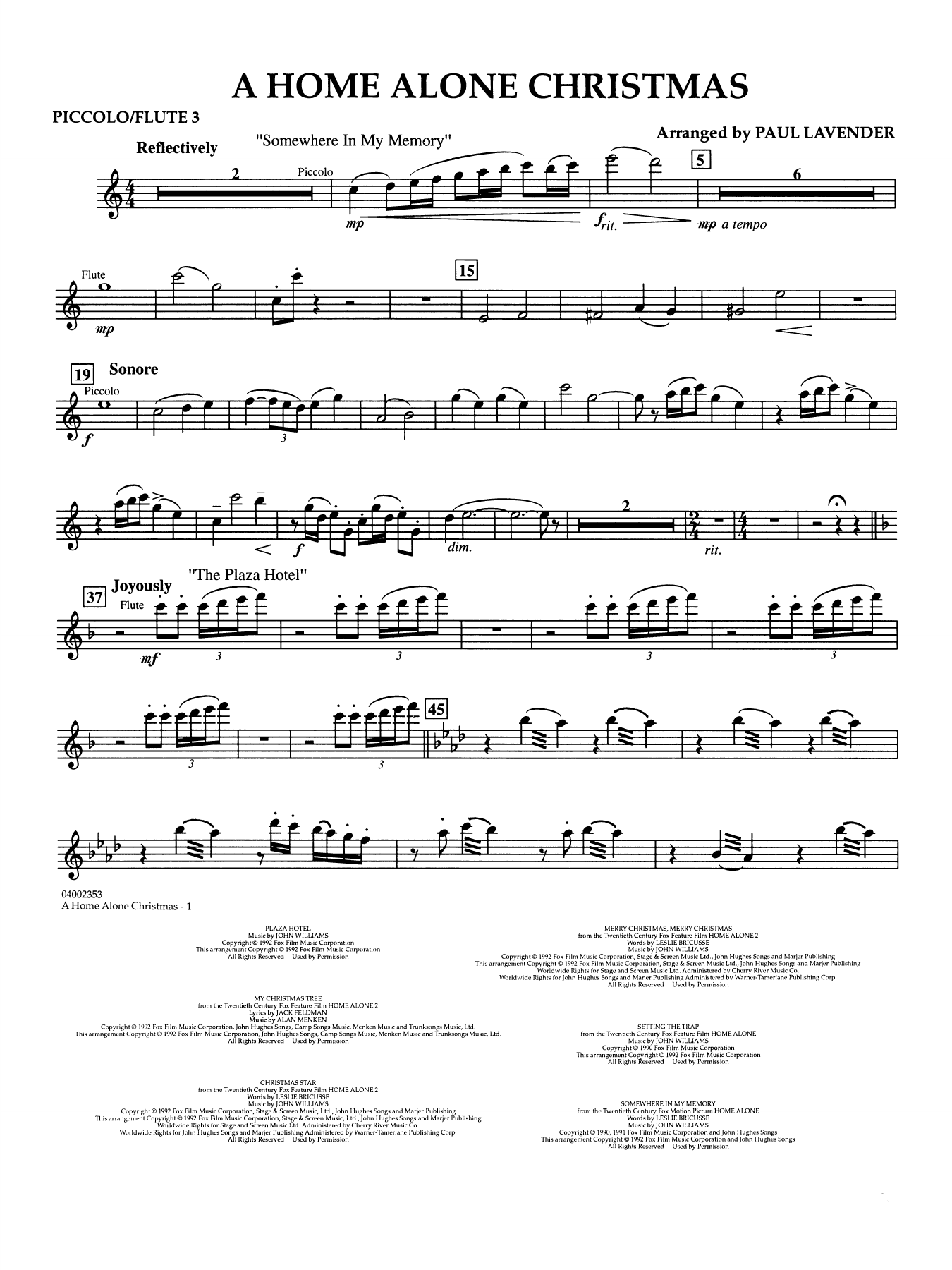 A Home Alone Christmas (arr. Paul Lavender) - Piccolo/Flute 3