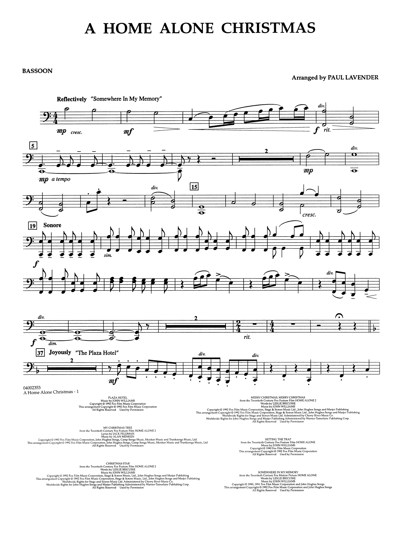A Home Alone Christmas (arr. Paul Lavender) - Bassoon