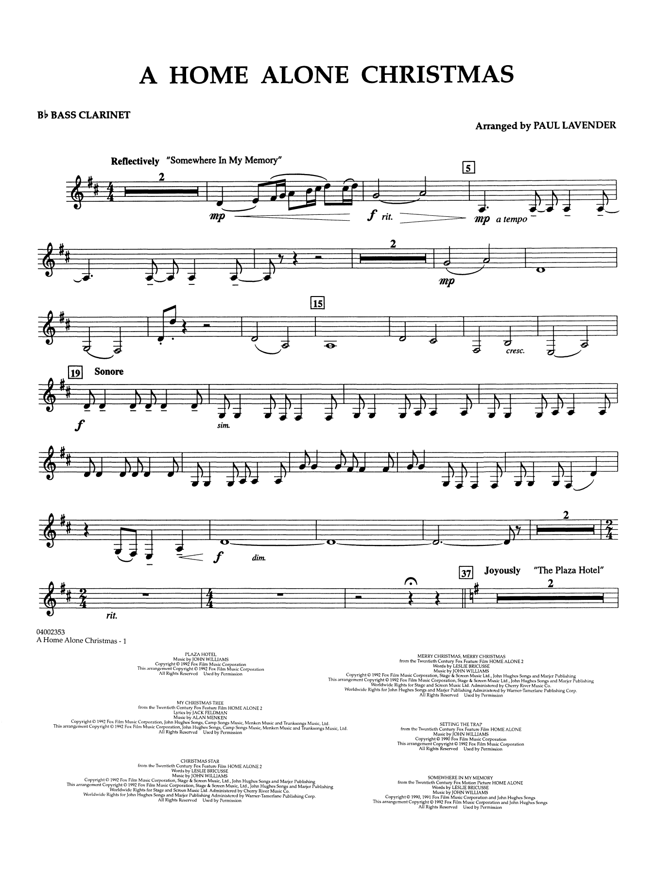 A Home Alone Christmas (arr. Paul Lavender) - Bb Bass Clarinet