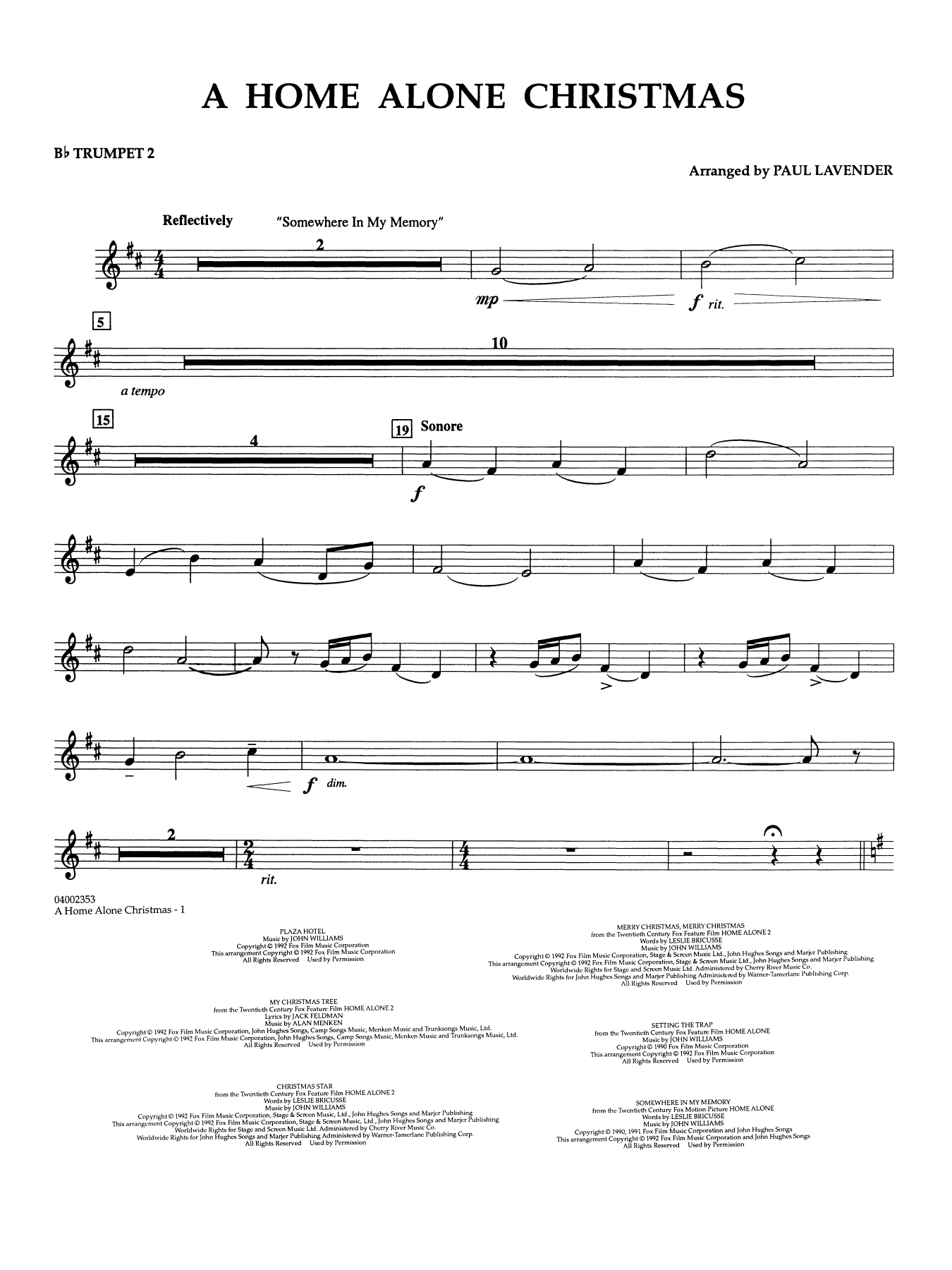 A Home Alone Christmas (arr. Paul Lavender) - Bb Trumpet 2