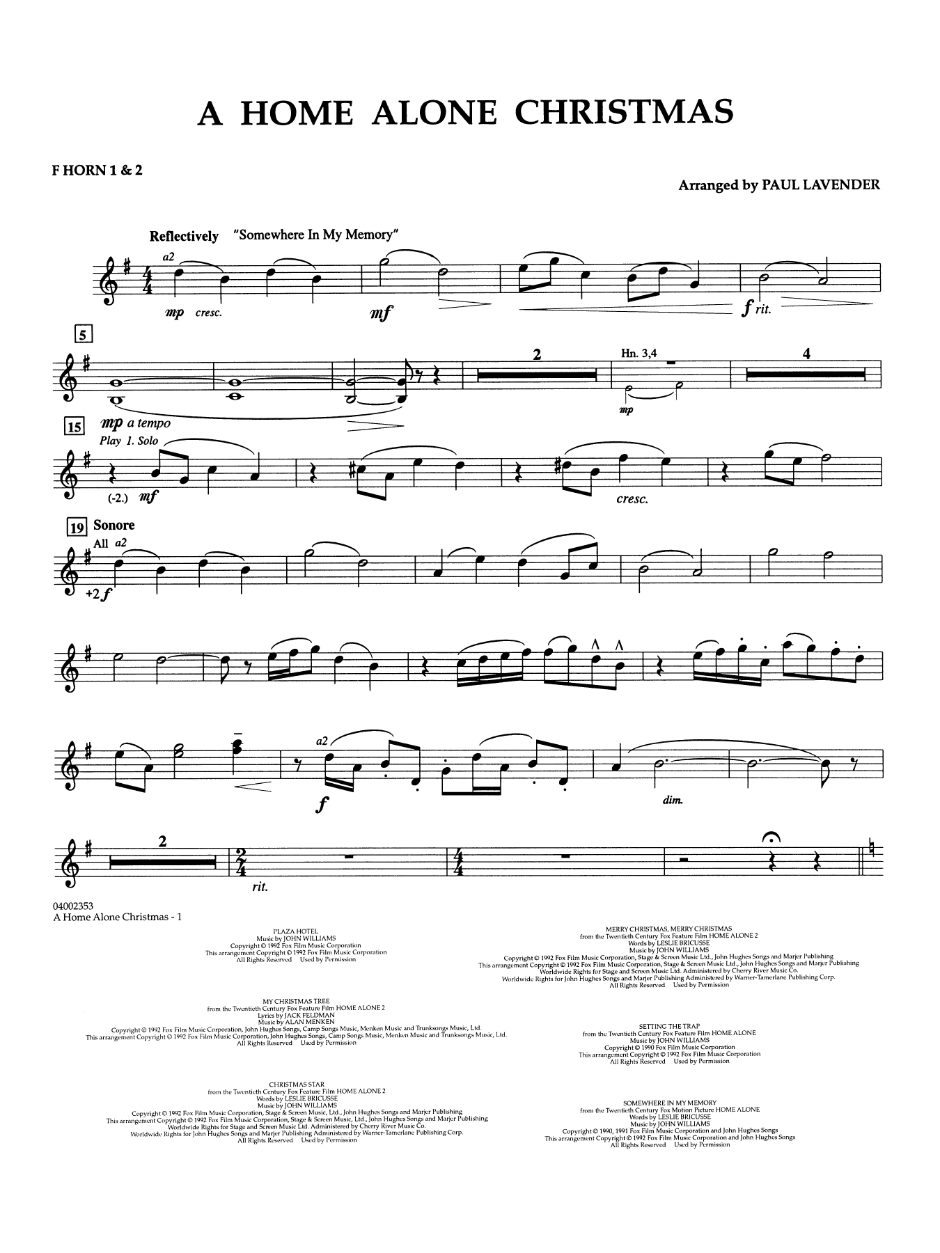 A Home Alone Christmas (arr. Paul Lavender) - F Horn 1 2