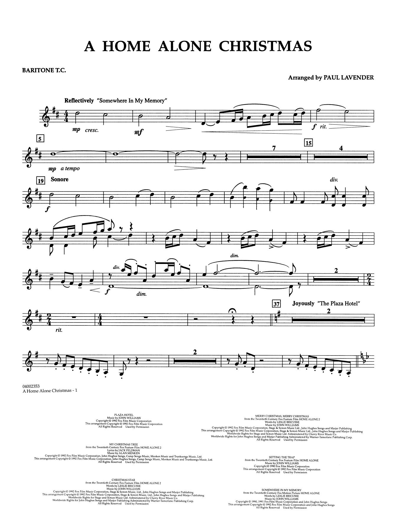A Home Alone Christmas (arr. Paul Lavender) - Baritone T.C.