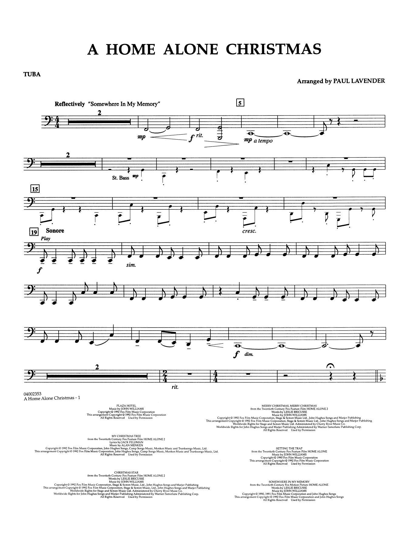 A Home Alone Christmas (arr. Paul Lavender) - Tuba