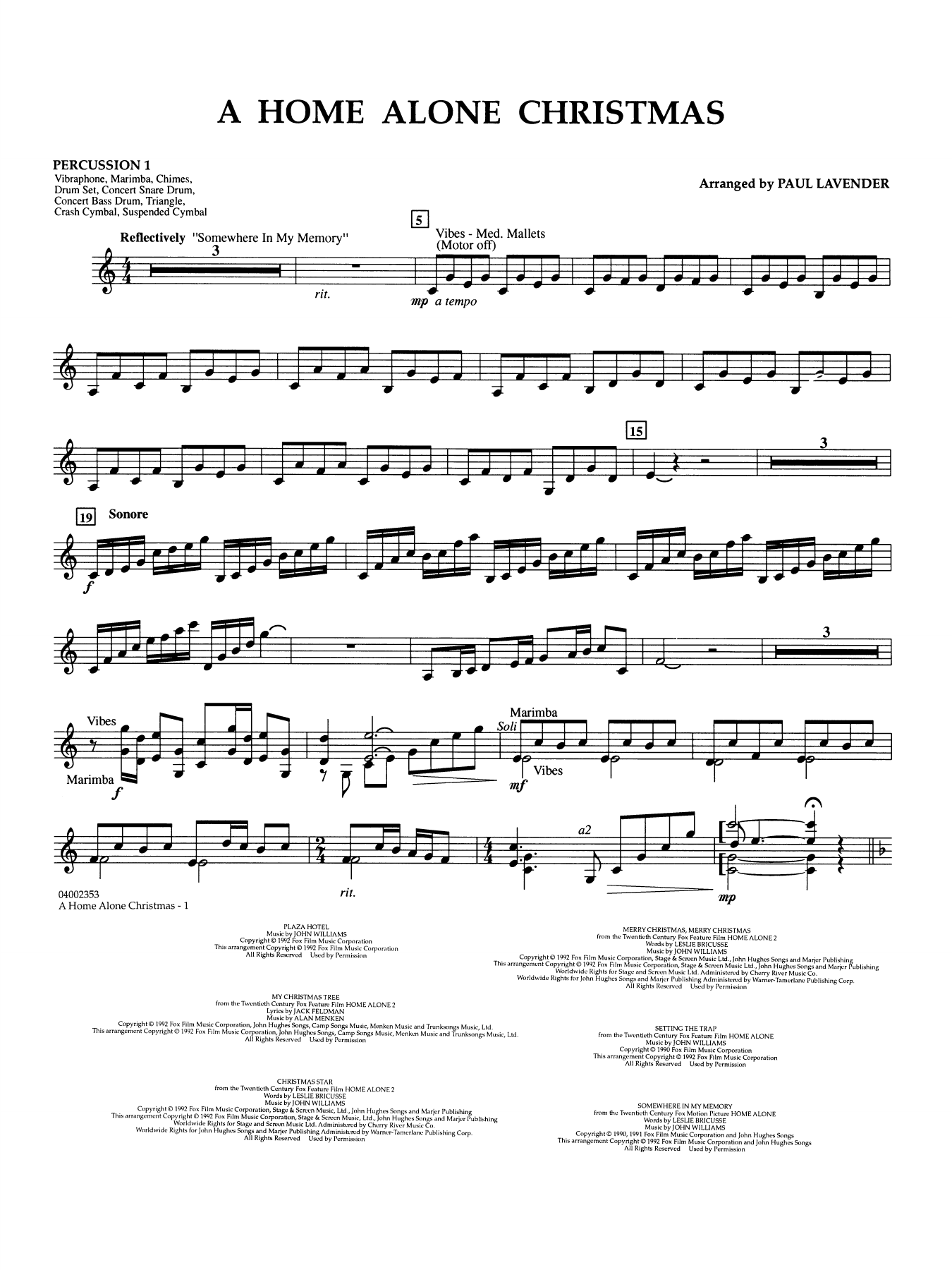 A Home Alone Christmas (arr. Paul Lavender) - Percussion 1