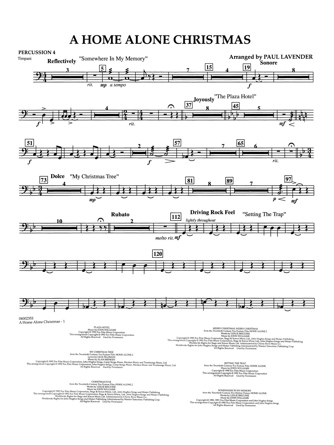 A Home Alone Christmas (arr. Paul Lavender) - Percussion 4