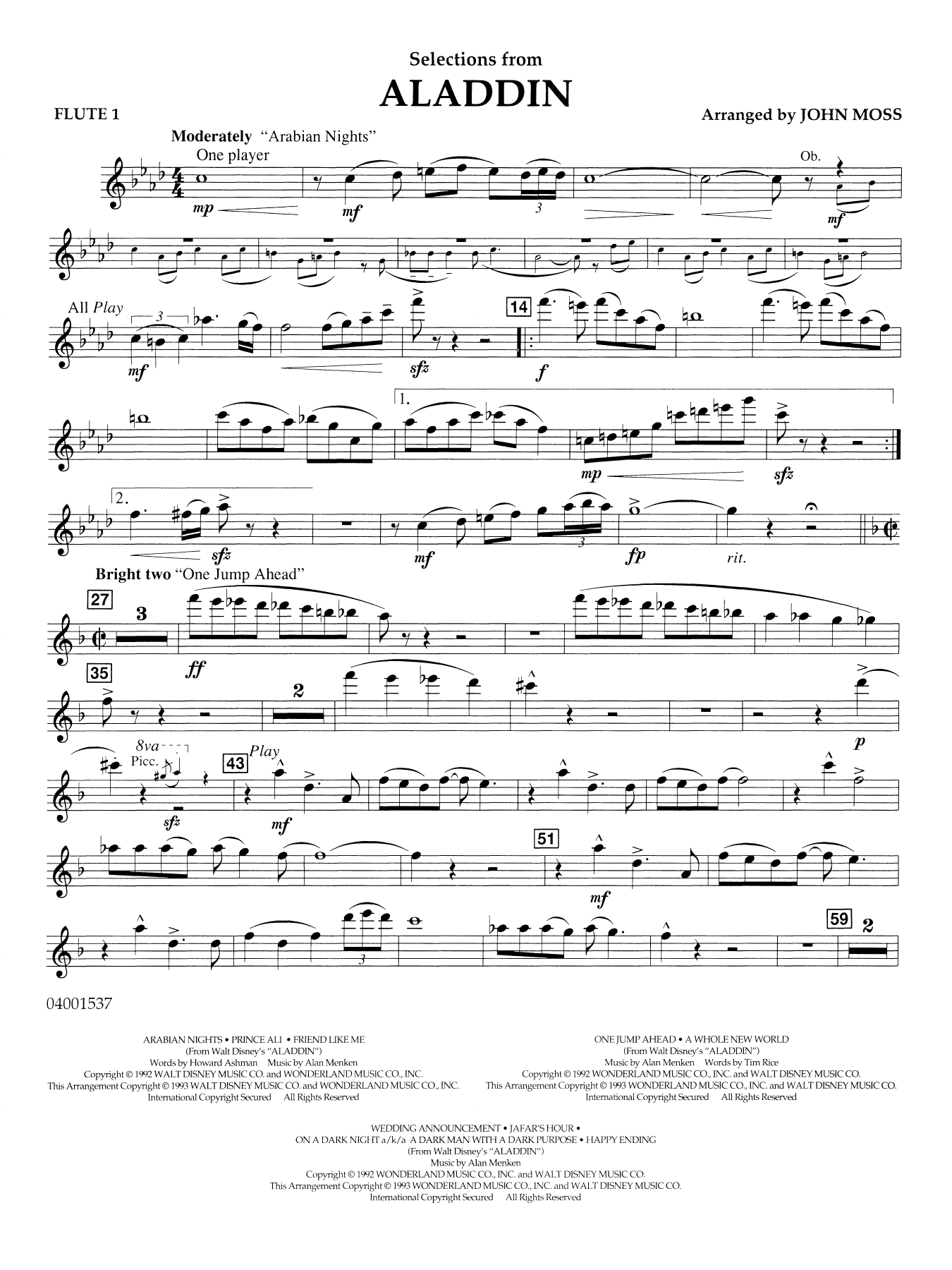 Selections from Aladdin (arr. John Moss) - Flute 1