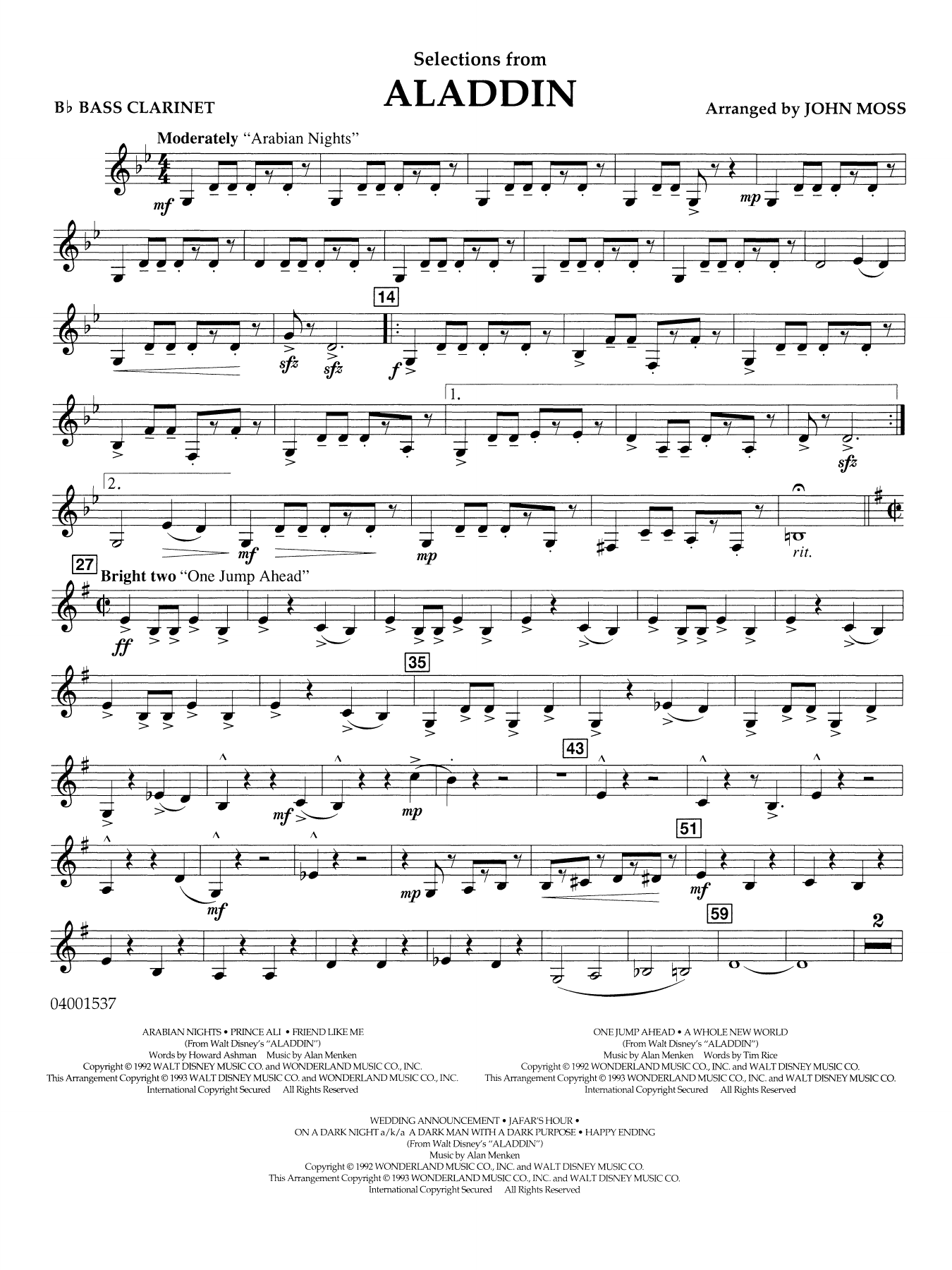 Selections from Aladdin (arr. John Moss) - Bb Bass Clarinet