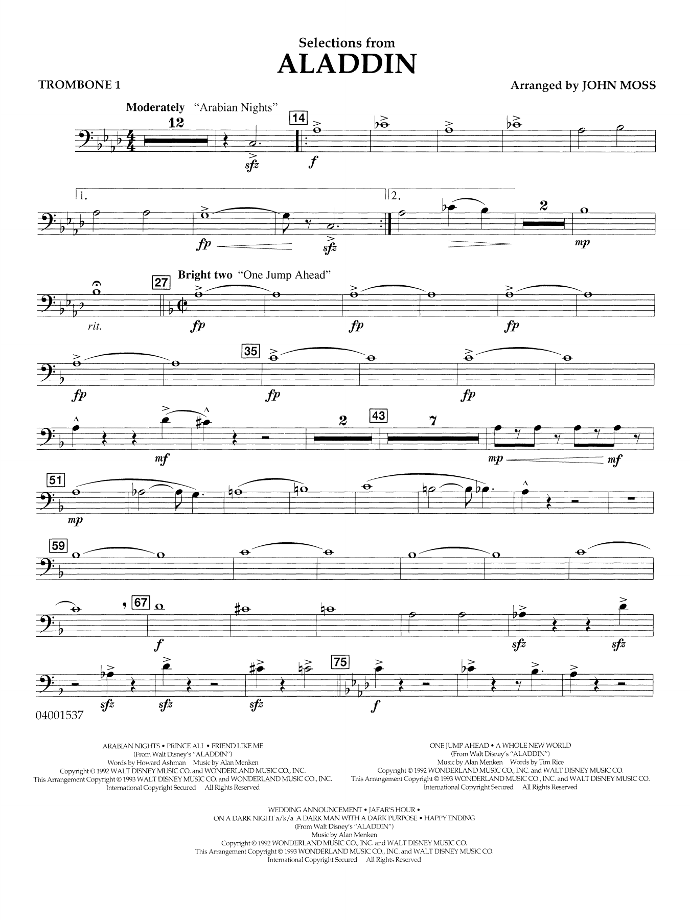 Selections from Aladdin (arr. John Moss) - Trombone 1