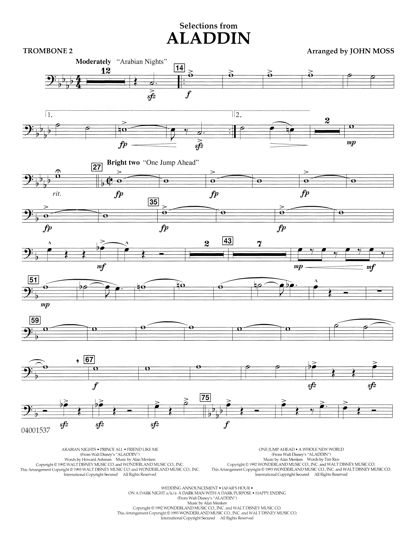 Selections from Aladdin (arr. John Moss) - Trombone 2