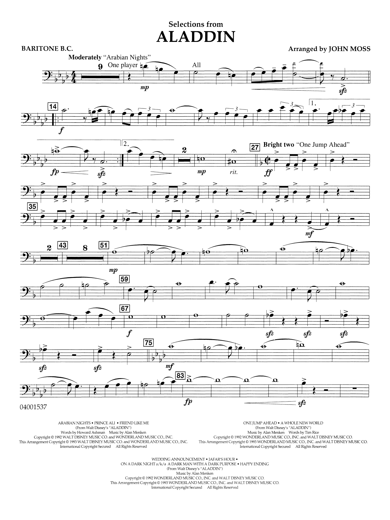 Selections from Aladdin (arr. John Moss) - Baritone B.C.