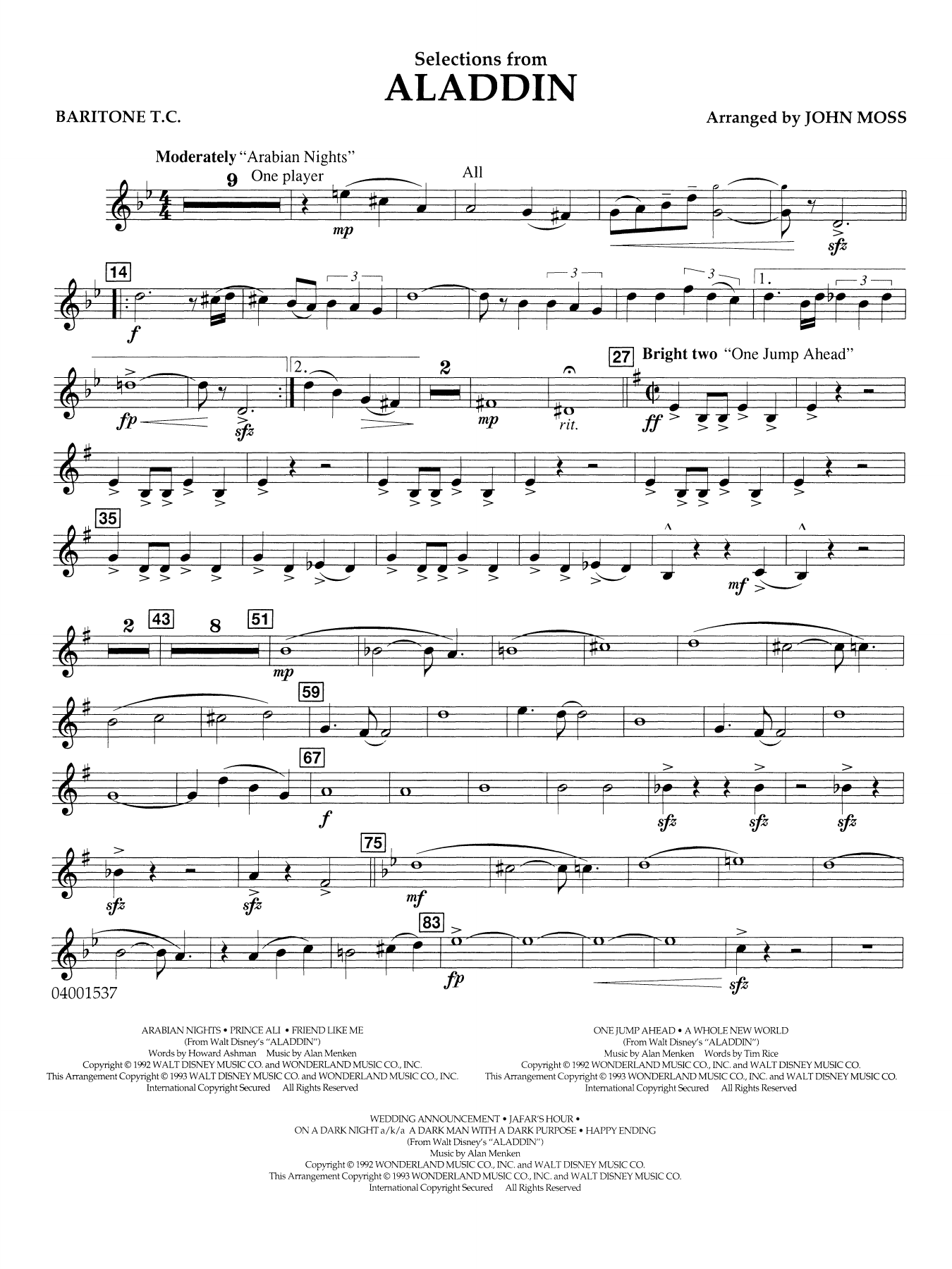 Selections from Aladdin (arr. John Moss) - Baritone T.C.