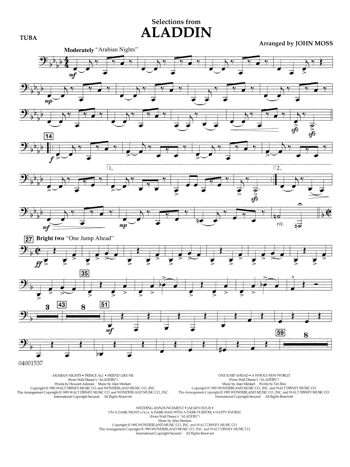 Selections from Aladdin (arr. John Moss) - Tuba
