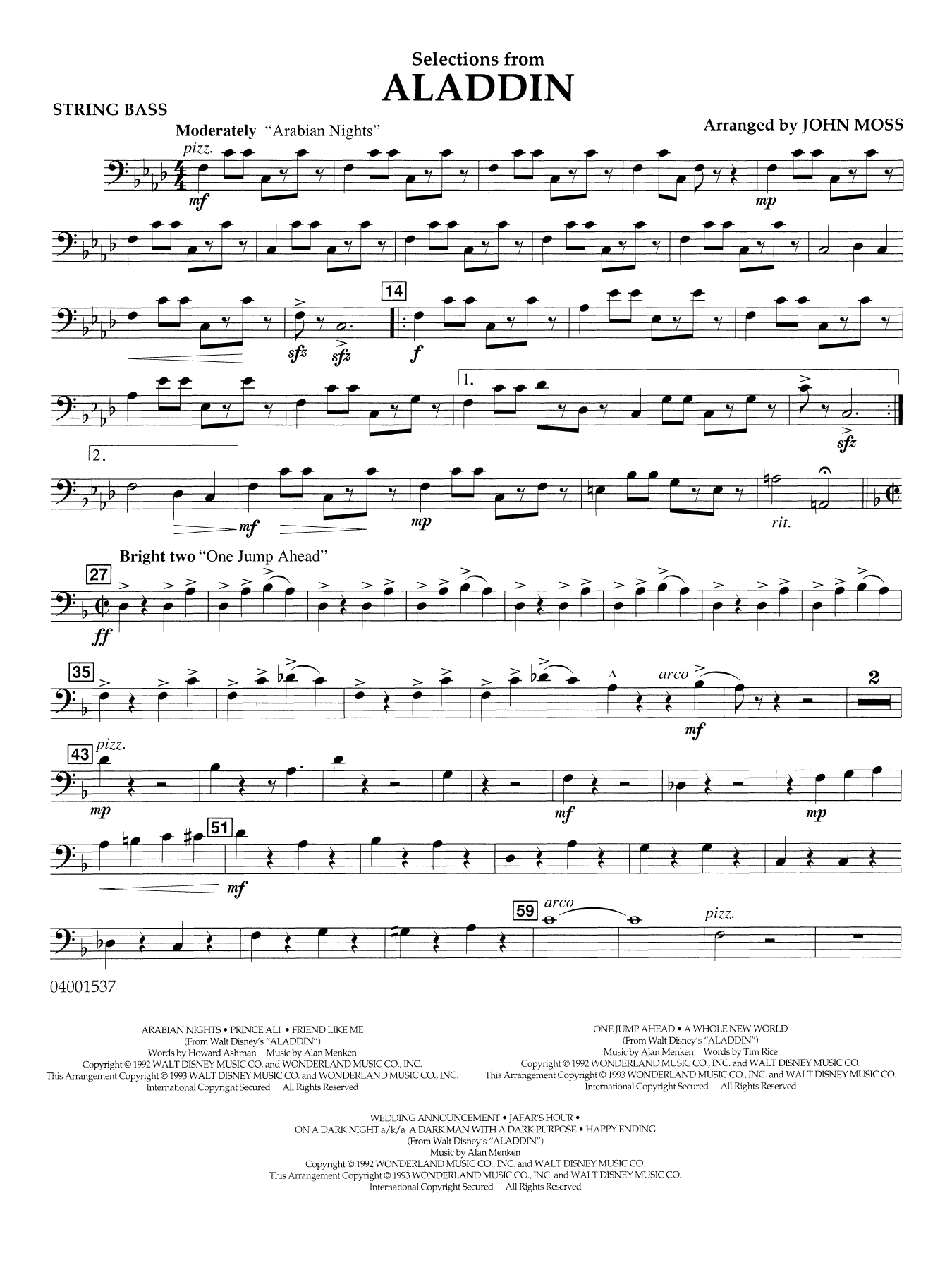 Selections from Aladdin (arr. John Moss) - String Bass