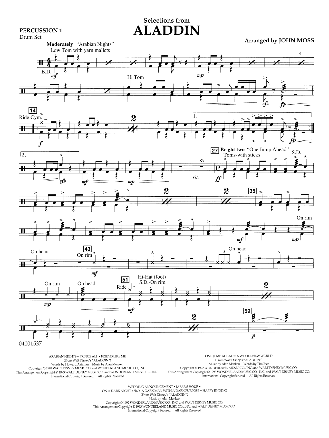 Selections from Aladdin (arr. John Moss) - Percussion 1