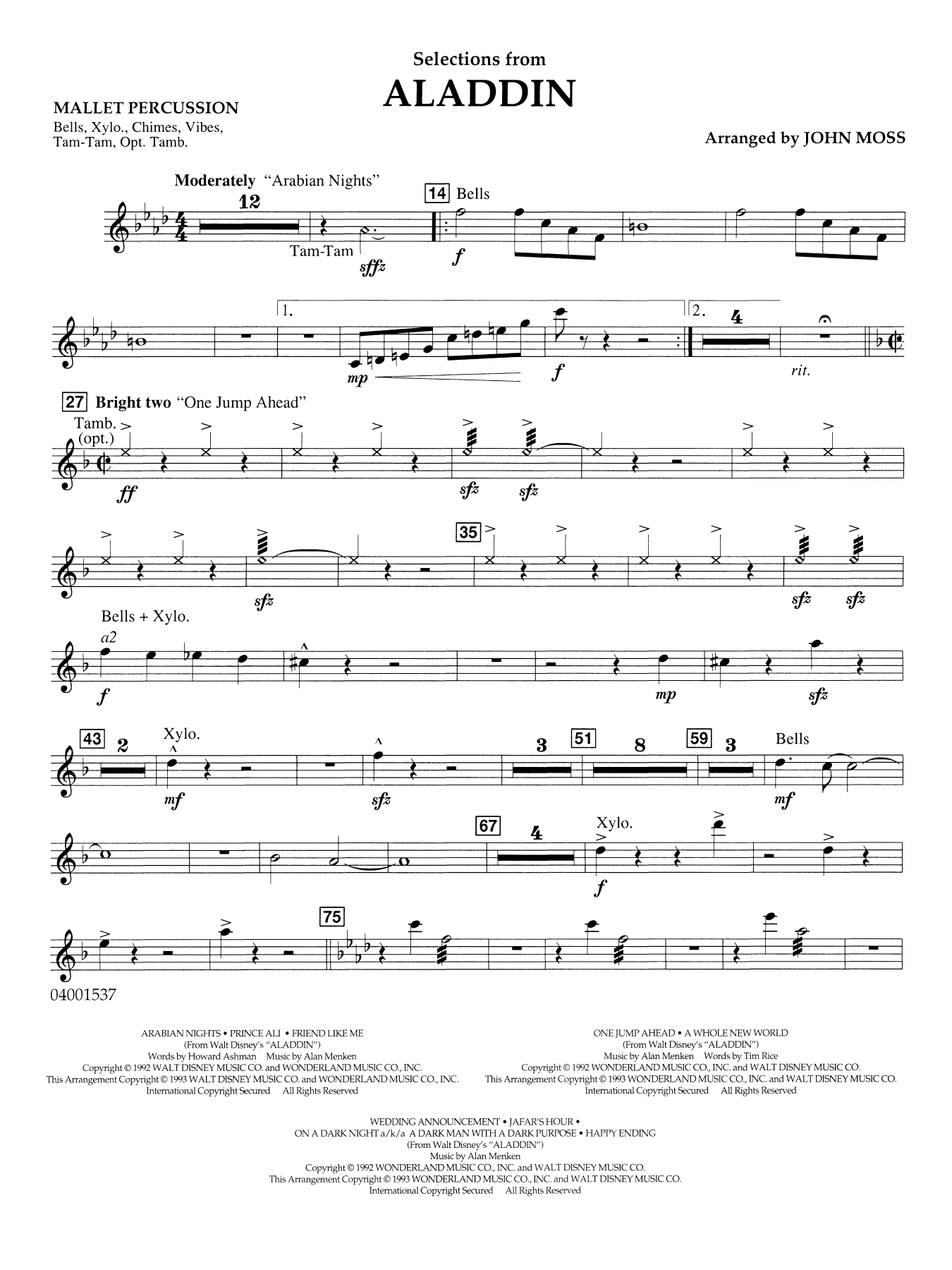Selections from Aladdin (arr. John Moss) - Mallet Percussion