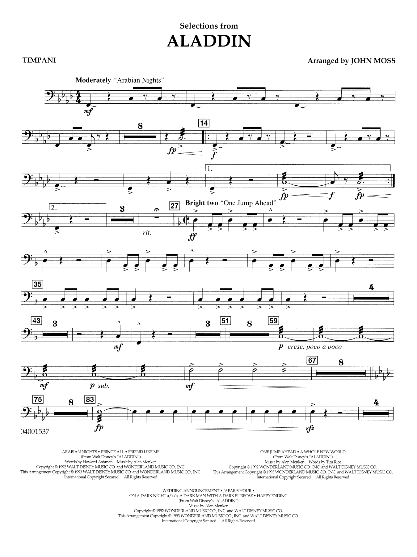 Selections from Aladdin (arr. John Moss) - Timpani