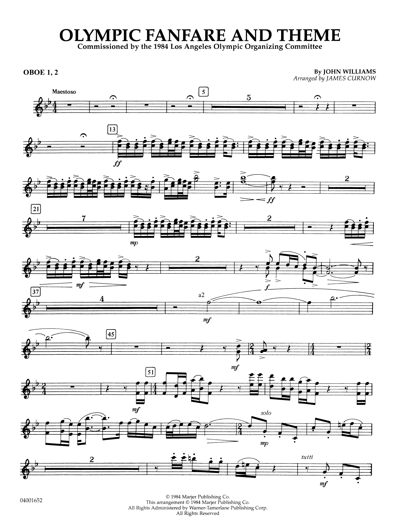 Olympic Fanfare and Theme (arr. James Curnow) - Oboe 1,2