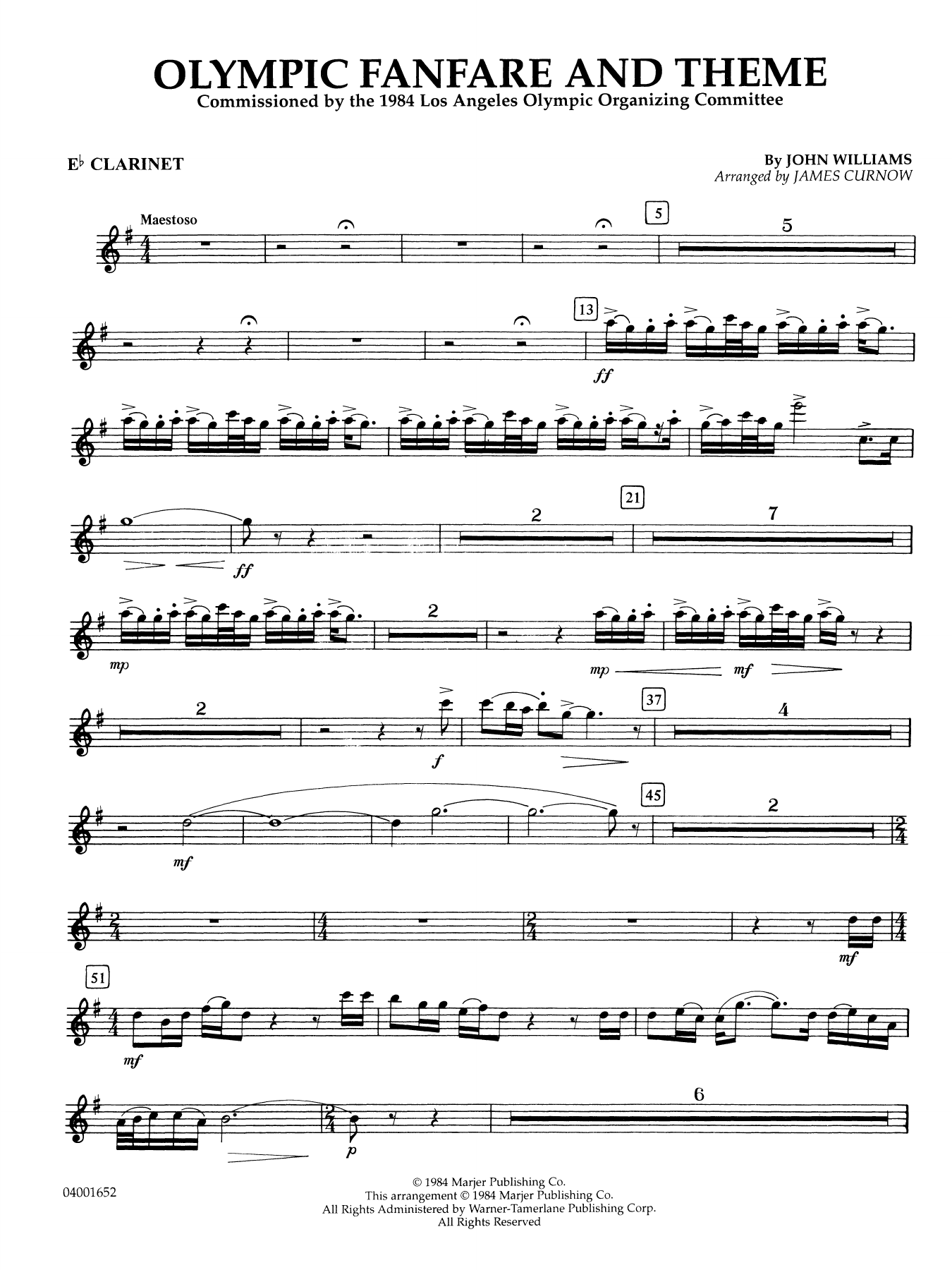 Olympic Fanfare and Theme (arr. James Curnow) - Eb Clarinet