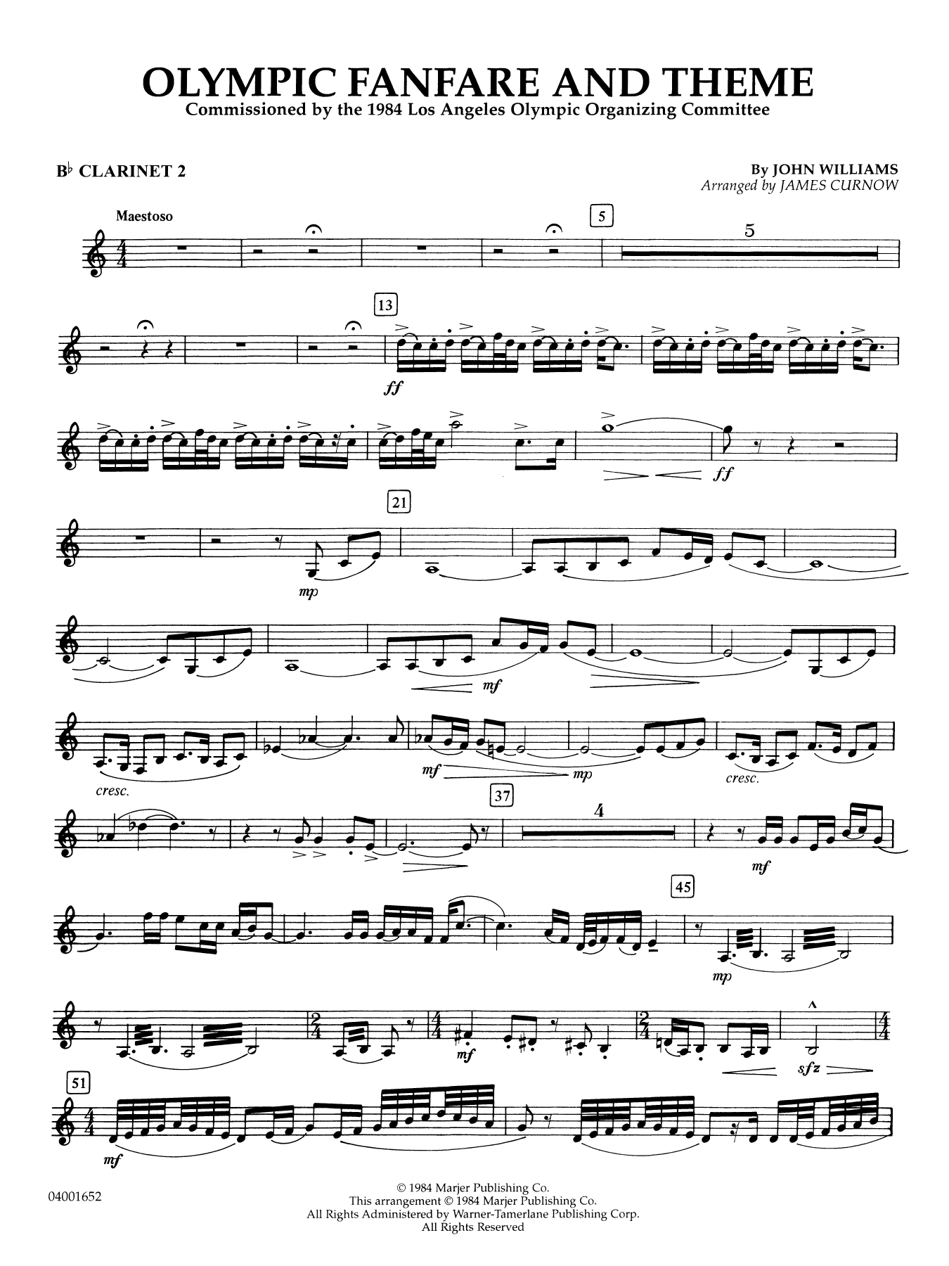 Olympic Fanfare and Theme (arr. James Curnow) - Bb Clarinet 2