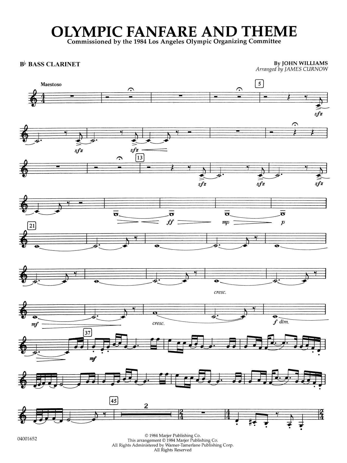 Olympic Fanfare and Theme (arr. James Curnow) - Bb Bass Clarinet
