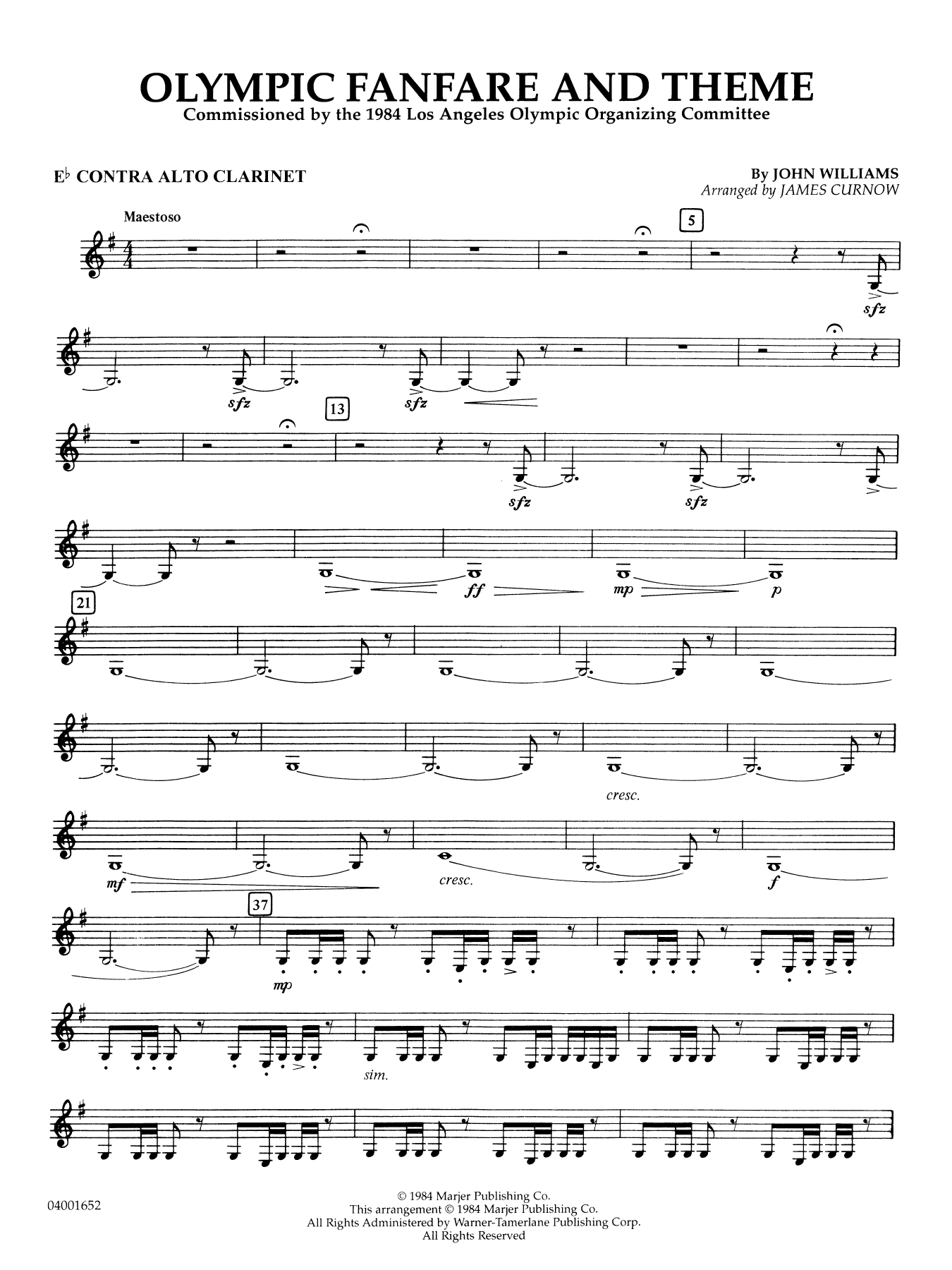 Olympic Fanfare and Theme (arr. James Curnow) - Eb Contra Alto Clarinet