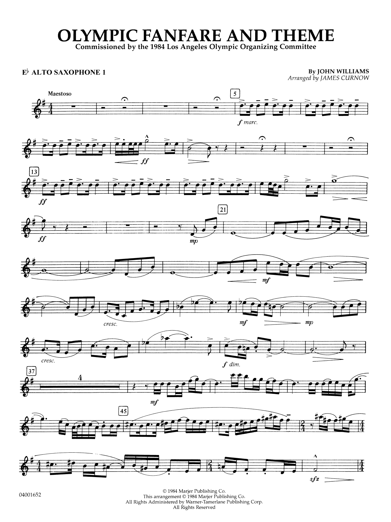 Olympic Fanfare and Theme (arr. James Curnow) - Eb Alto Saxophone 1