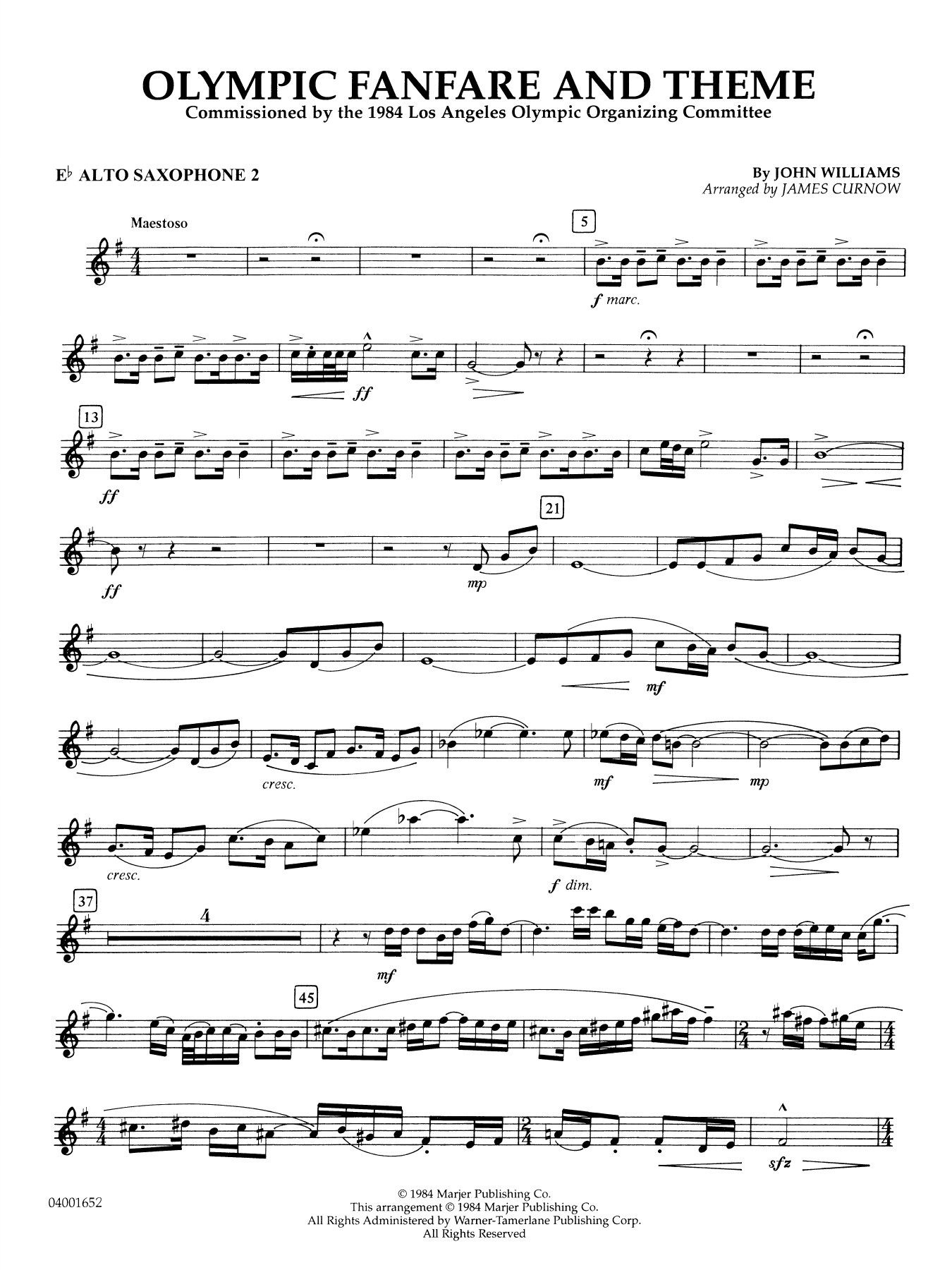 Olympic Fanfare and Theme (arr. James Curnow) - Eb Alto Saxophone 2