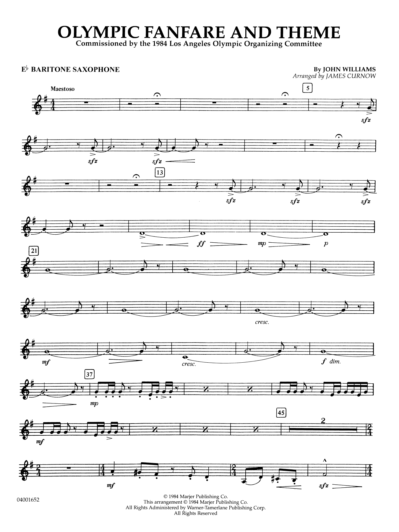 Olympic Fanfare and Theme (arr. James Curnow) - Eb Baritone Saxophone