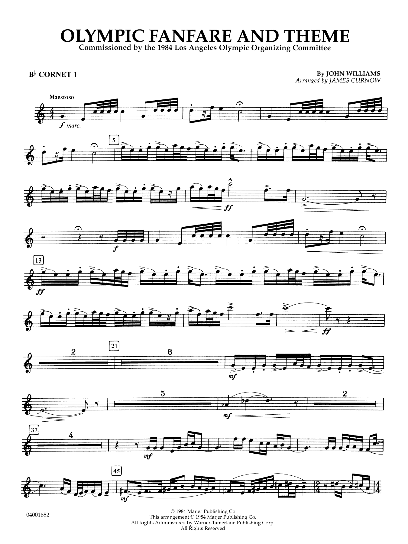Olympic Fanfare and Theme (arr. James Curnow) - Bb Cornet 1