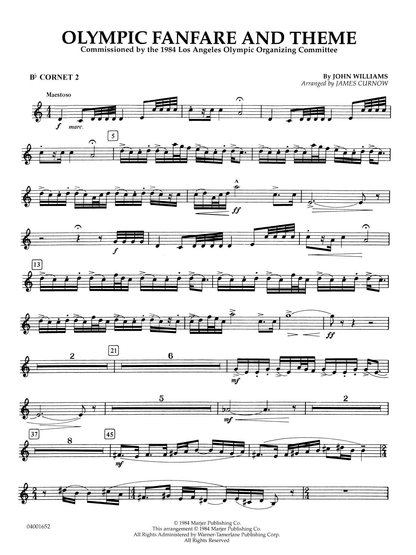 Olympic Fanfare and Theme (arr. James Curnow) - Bb Cornet 2