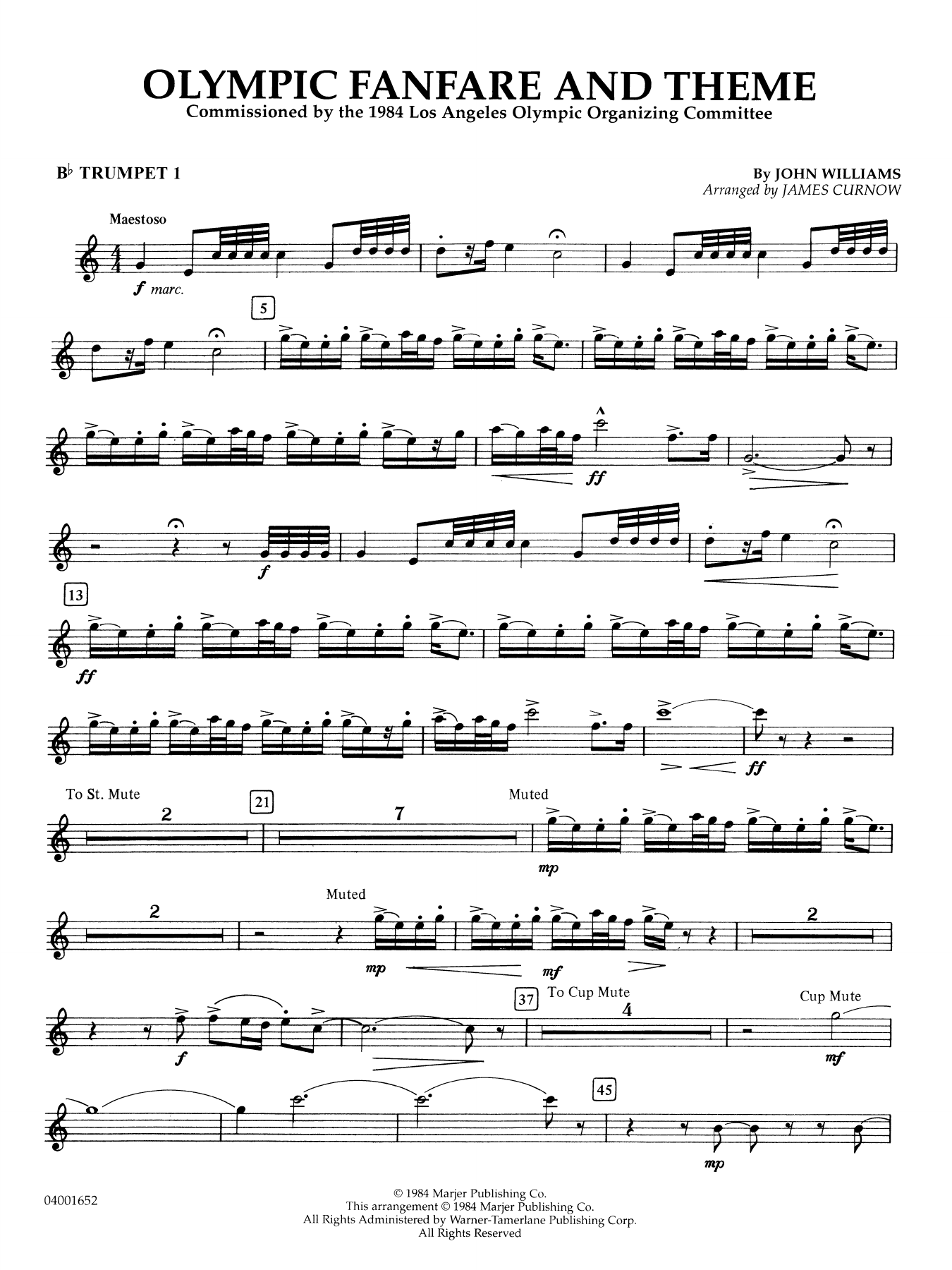 Olympic Fanfare and Theme (arr. James Curnow) - Bb Trumpet 1