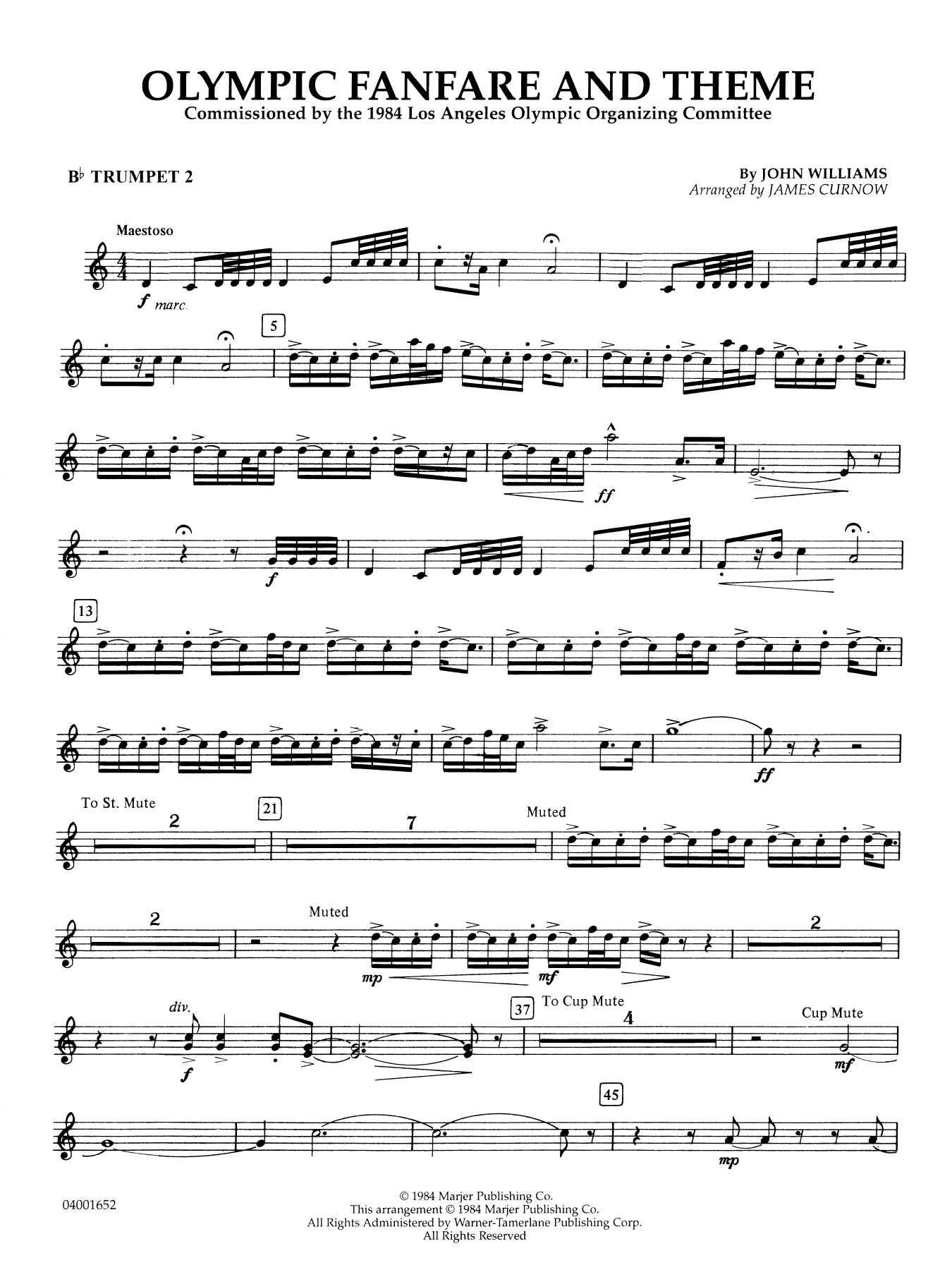 Olympic Fanfare and Theme (arr. James Curnow) - Bb Trumpet 2