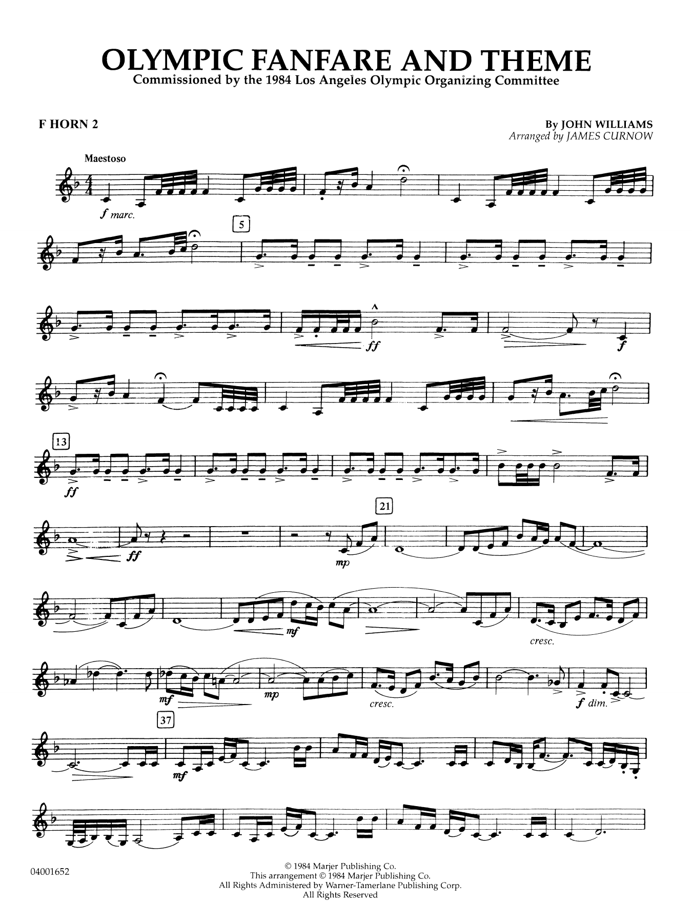 Olympic Fanfare and Theme (arr. James Curnow) - F Horn 2