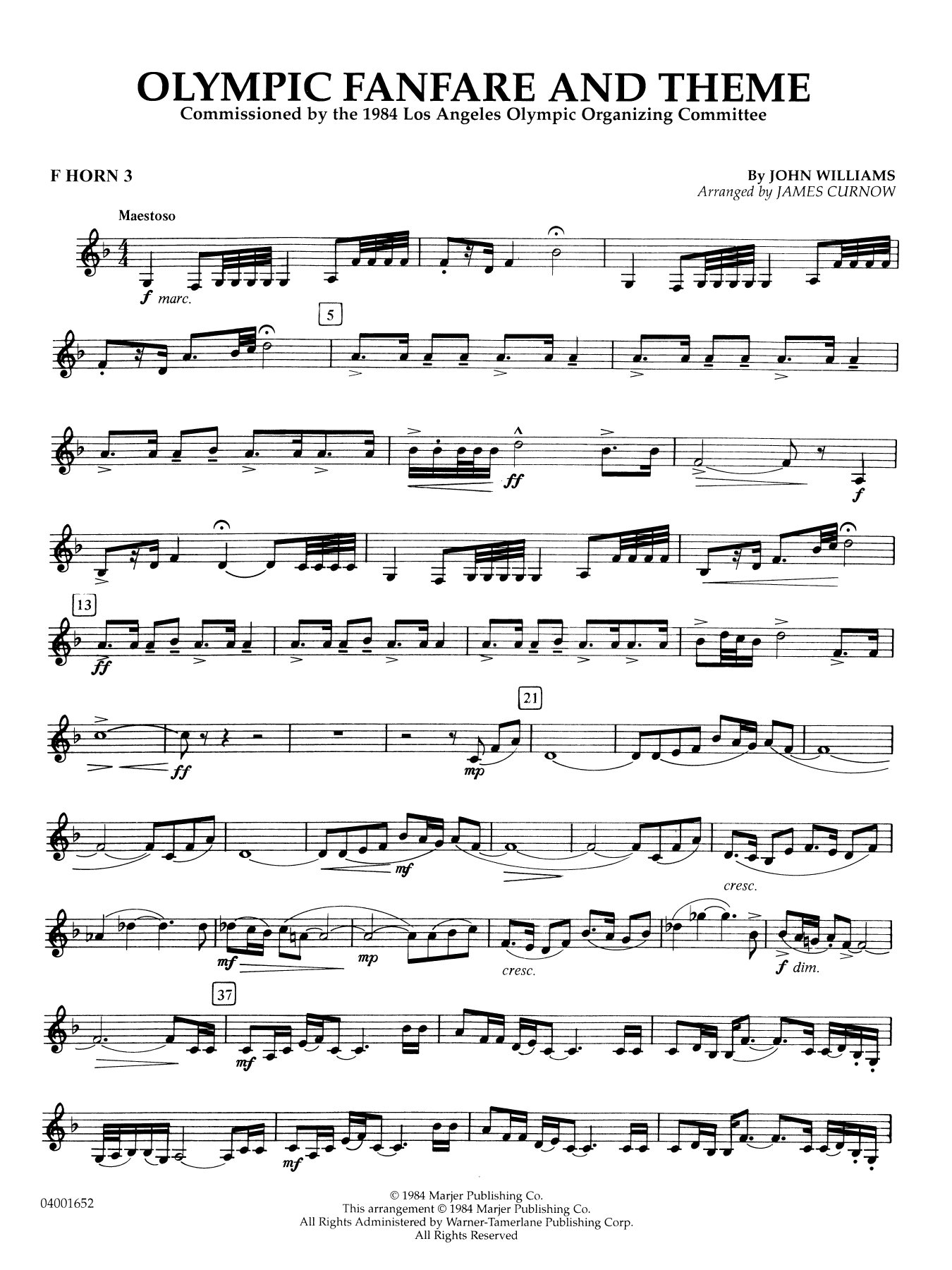 Olympic Fanfare and Theme (arr. James Curnow) - F Horn 3