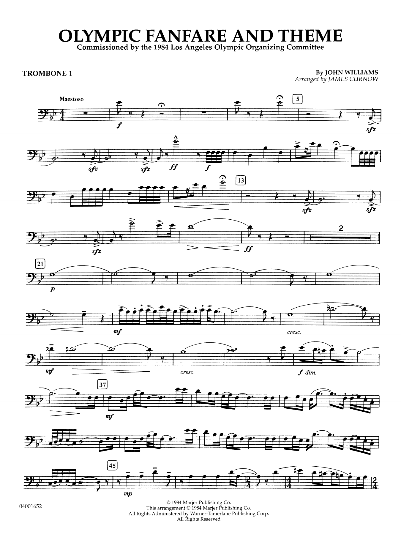 Olympic Fanfare and Theme (arr. James Curnow) - Trombone 1